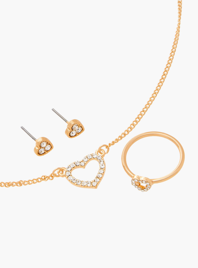 Flora Bella Heart Embellished Pendant Necklace with Earrings and Ring-women-watchesandjewellery-jewellery-jewellerysets-image-3