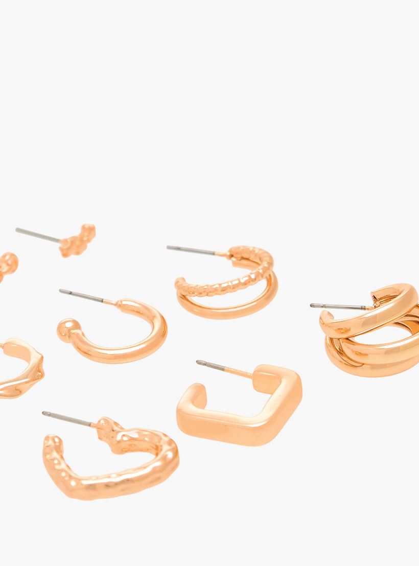 Flora Bella Pack of 9 Gold Tone Assorted Earrings Set with Pushback Closure-women-watchesandjewellery-jewellery-earrings-image-3