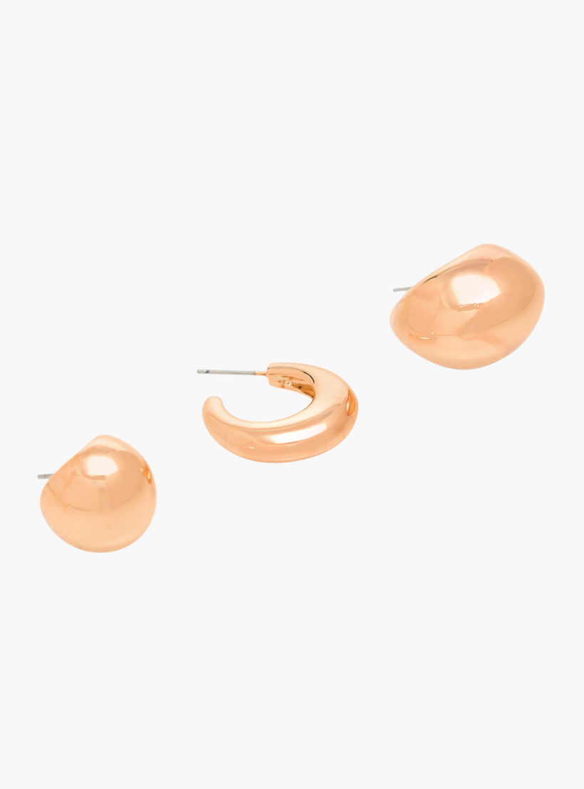 Flora Bella Pack of 3 Gold Tone Earrings with Pushback Closure-women-watchesandjewellery-jewellery-earrings-image-2