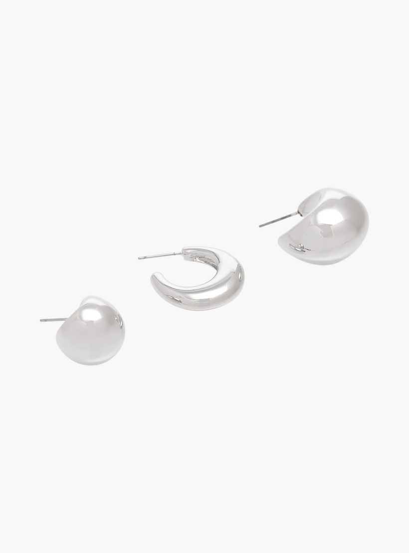 Flora Bella Pack of 3 Gold Tone Earrings with Pushback Closure-women-watchesandjewellery-jewellery-earrings-image-2