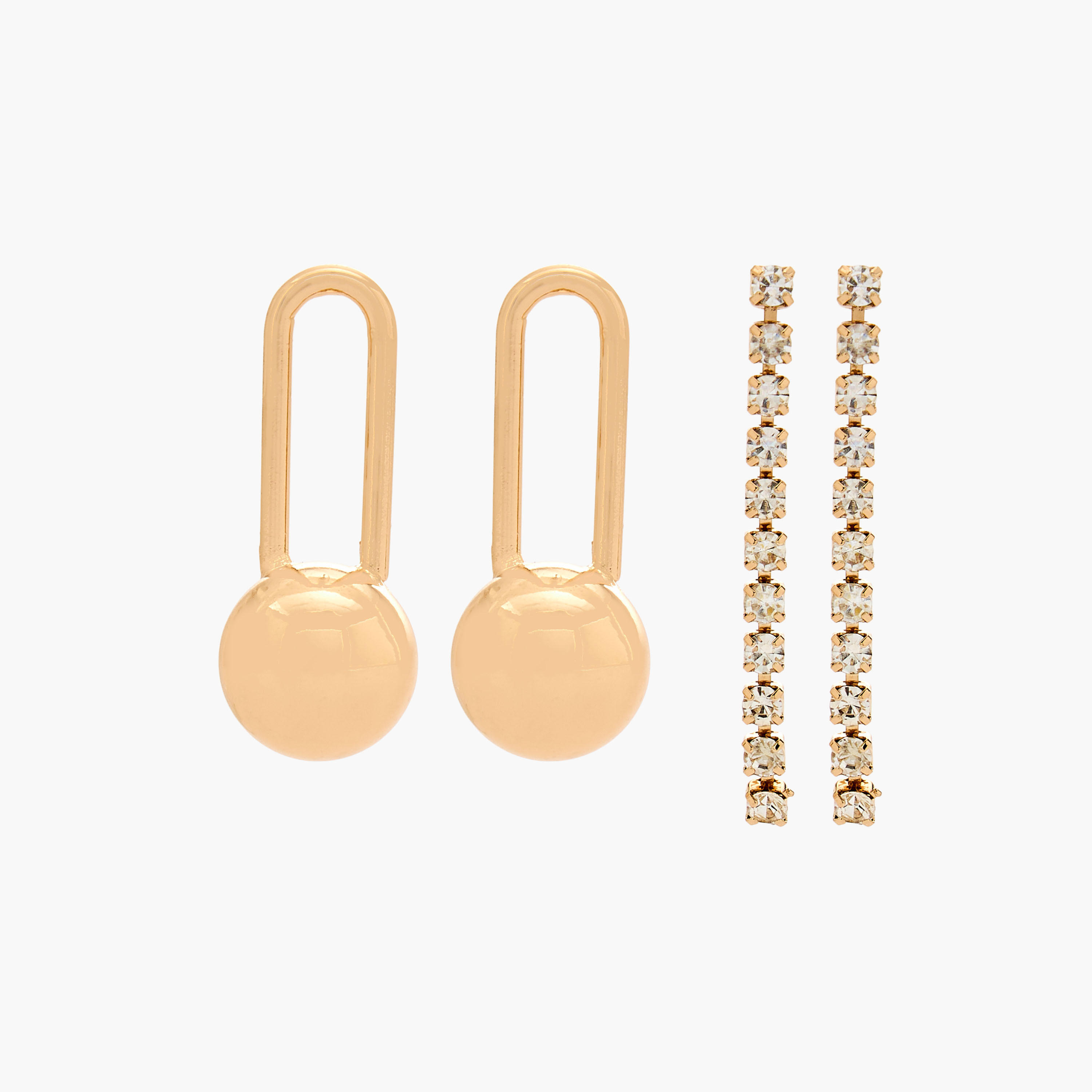 Flora Bella Pack of 2 Gold Tone Assorted Earrings with Pushback Closure-women-watchesandjewellery-jewellery-earrings-image-1