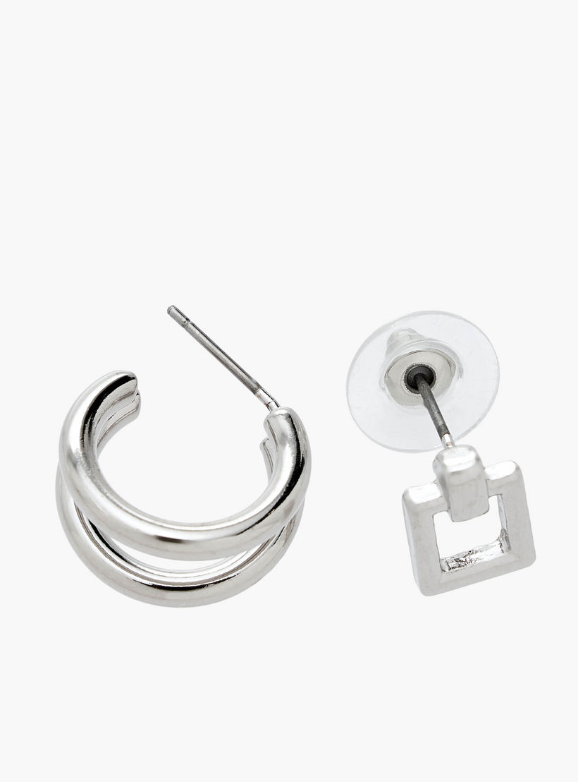 Flora Bella Pack of 9 Silver Tone Earrings with Pushback Closure-women-watchesandjewellery-jewellery-earrings-image-4