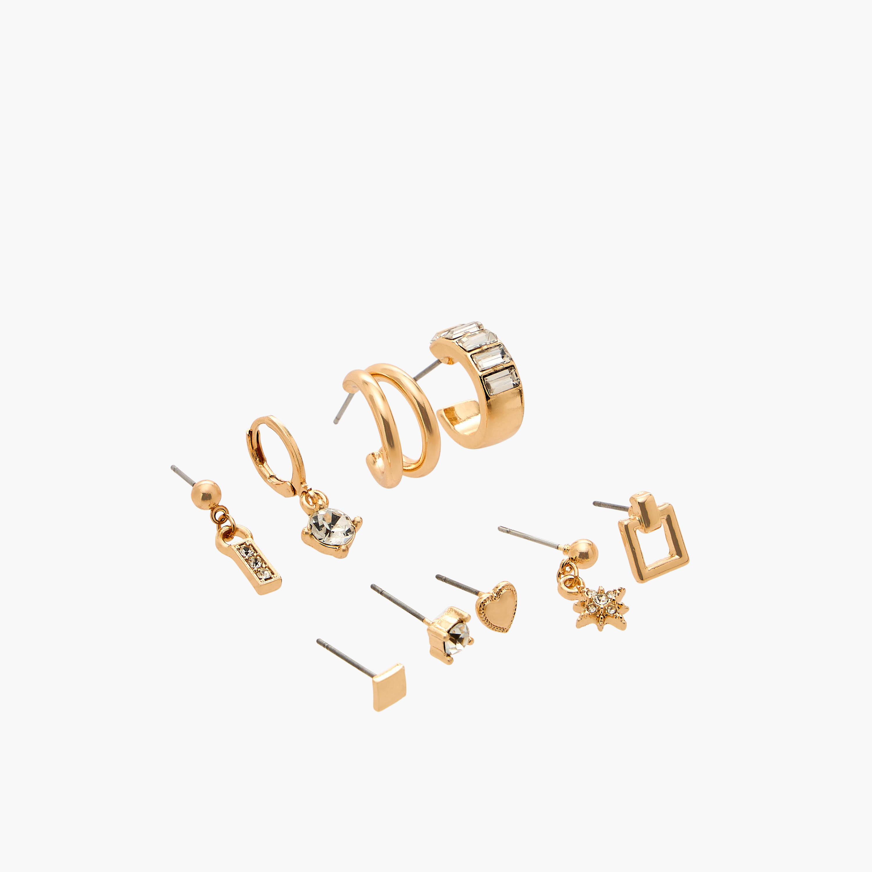 Flora Bella Pack of 9 Silver Tone Earrings with Pushback Closure-women-watchesandjewellery-jewellery-earrings-image-2