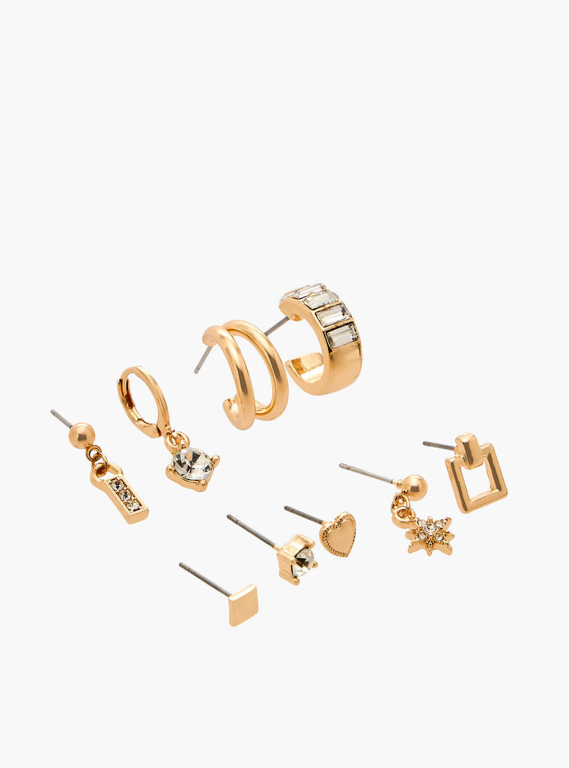 Flora Bella Pack of 9 Silver Tone Earrings with Pushback Closure-women-watchesandjewellery-jewellery-earrings-image-2