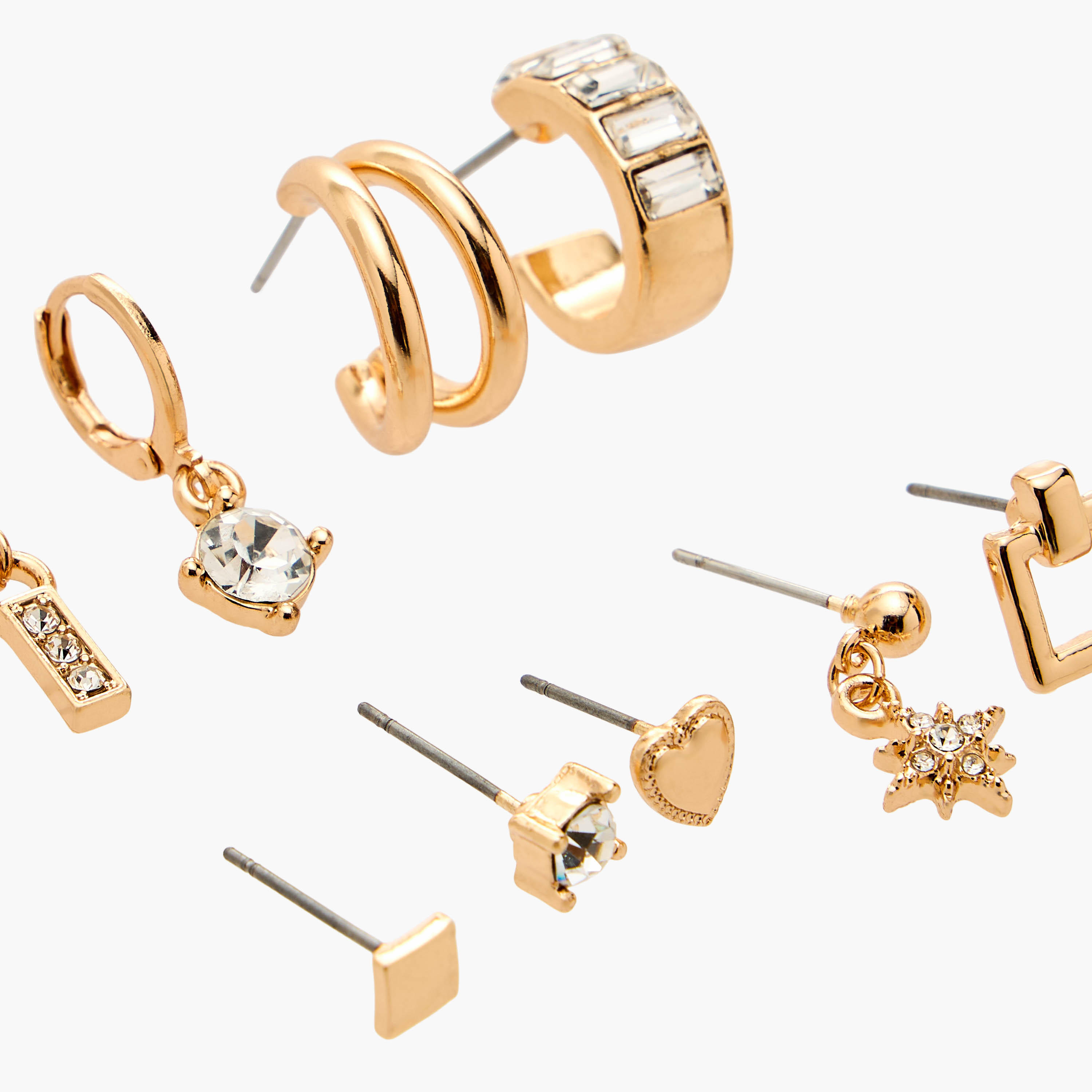 Flora Bella Pack of 9 Silver Tone Earrings with Pushback Closure-women-watchesandjewellery-jewellery-earrings-image-3
