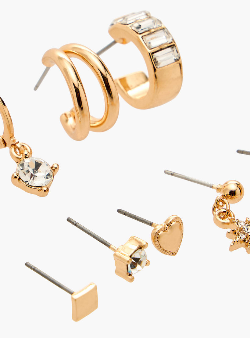 Flora Bella Pack of 9 Silver Tone Earrings with Pushback Closure-women-watchesandjewellery-jewellery-earrings-image-3