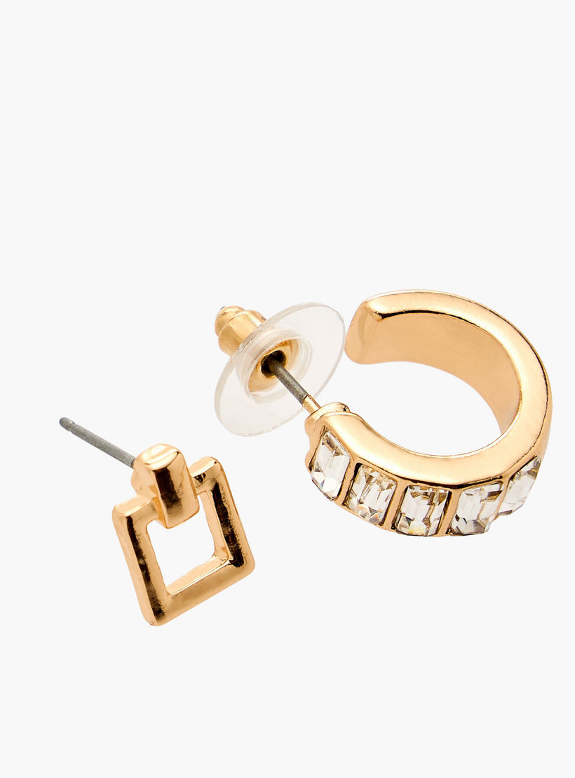 Flora Bella Pack of 9 Silver Tone Earrings with Pushback Closure-women-watchesandjewellery-jewellery-earrings-image-4