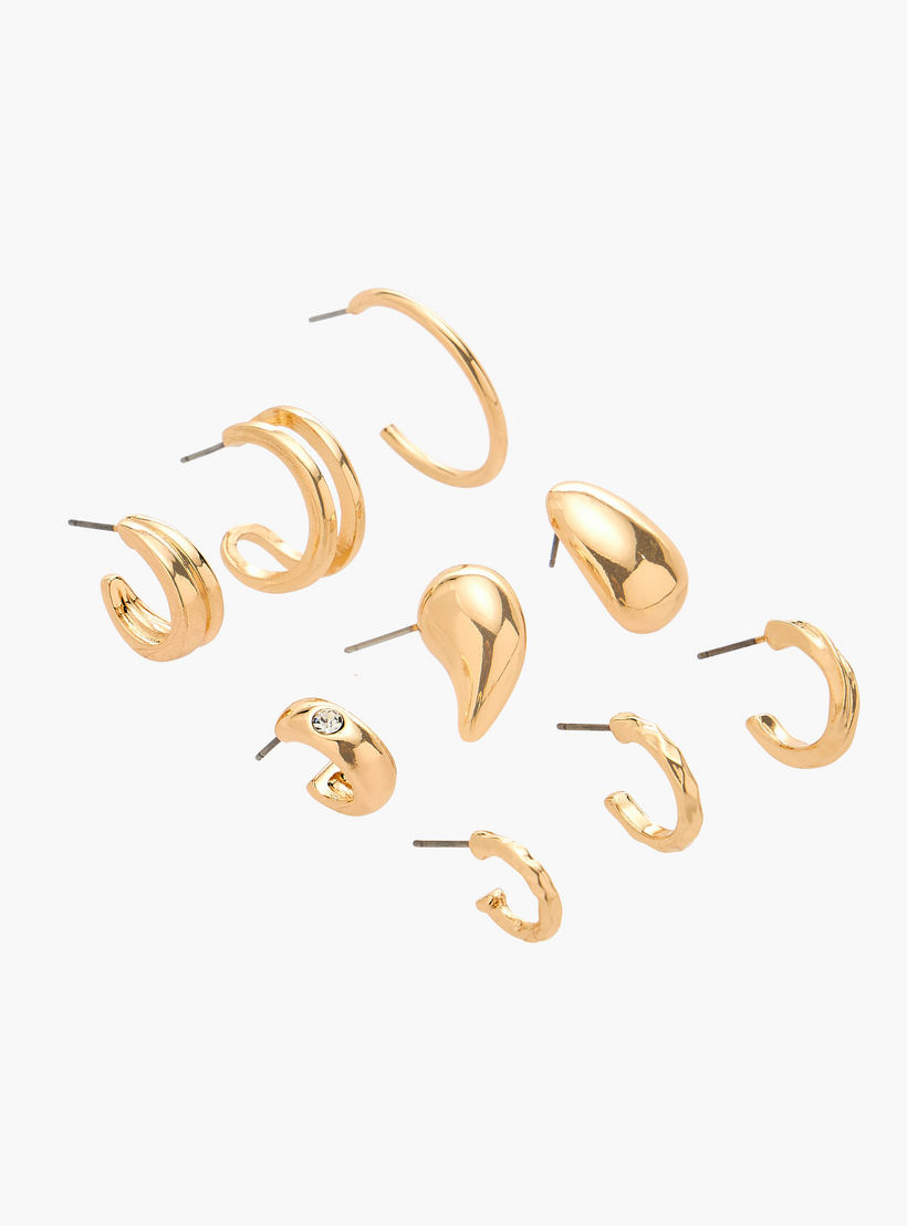 Flora Bella Pack of 9 Metallic Earrings with Pushback Closure-women-watchesandjewellery-jewellery-earrings-image-2