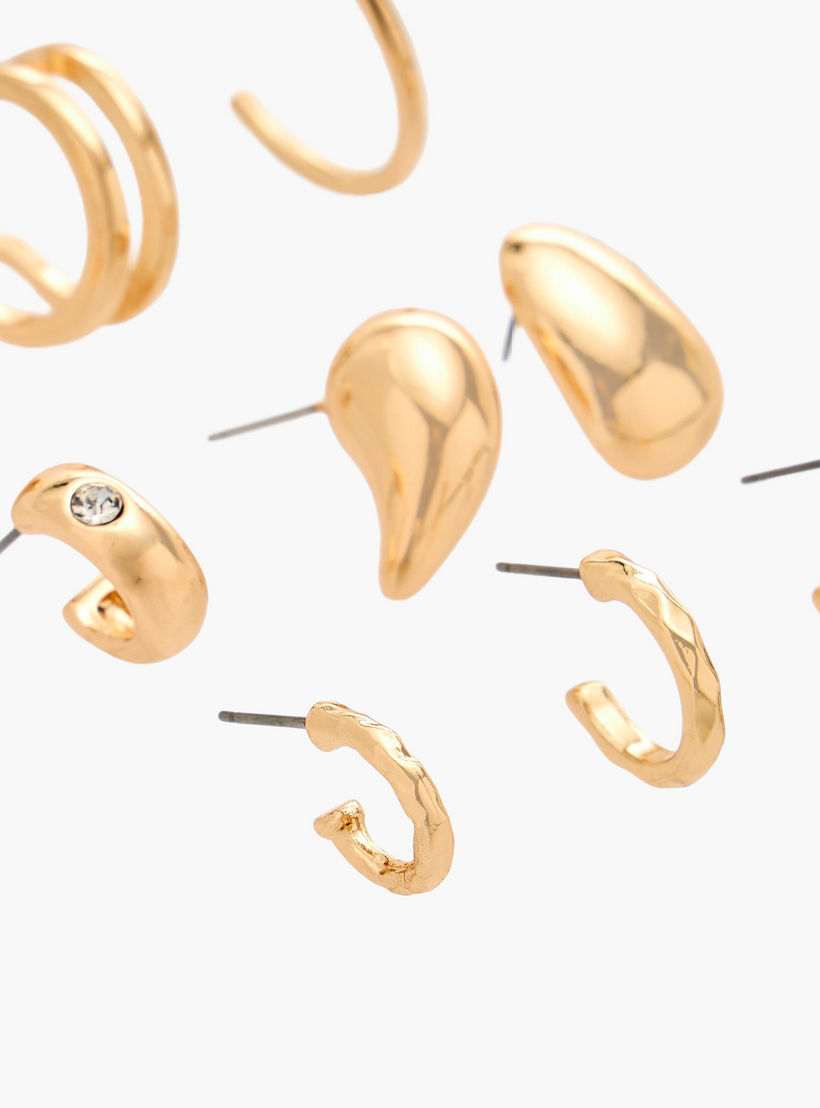 Flora Bella Pack of 9 Metallic Earrings with Pushback Closure-women-watchesandjewellery-jewellery-earrings-image-3