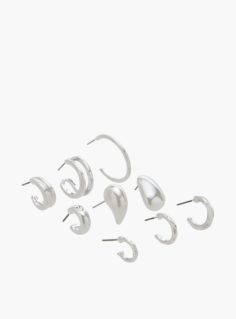 Flora Bella Pack of 9 Metallic Earrings with Pushback Closure-women-watchesandjewellery-jewellery-earrings-image-2