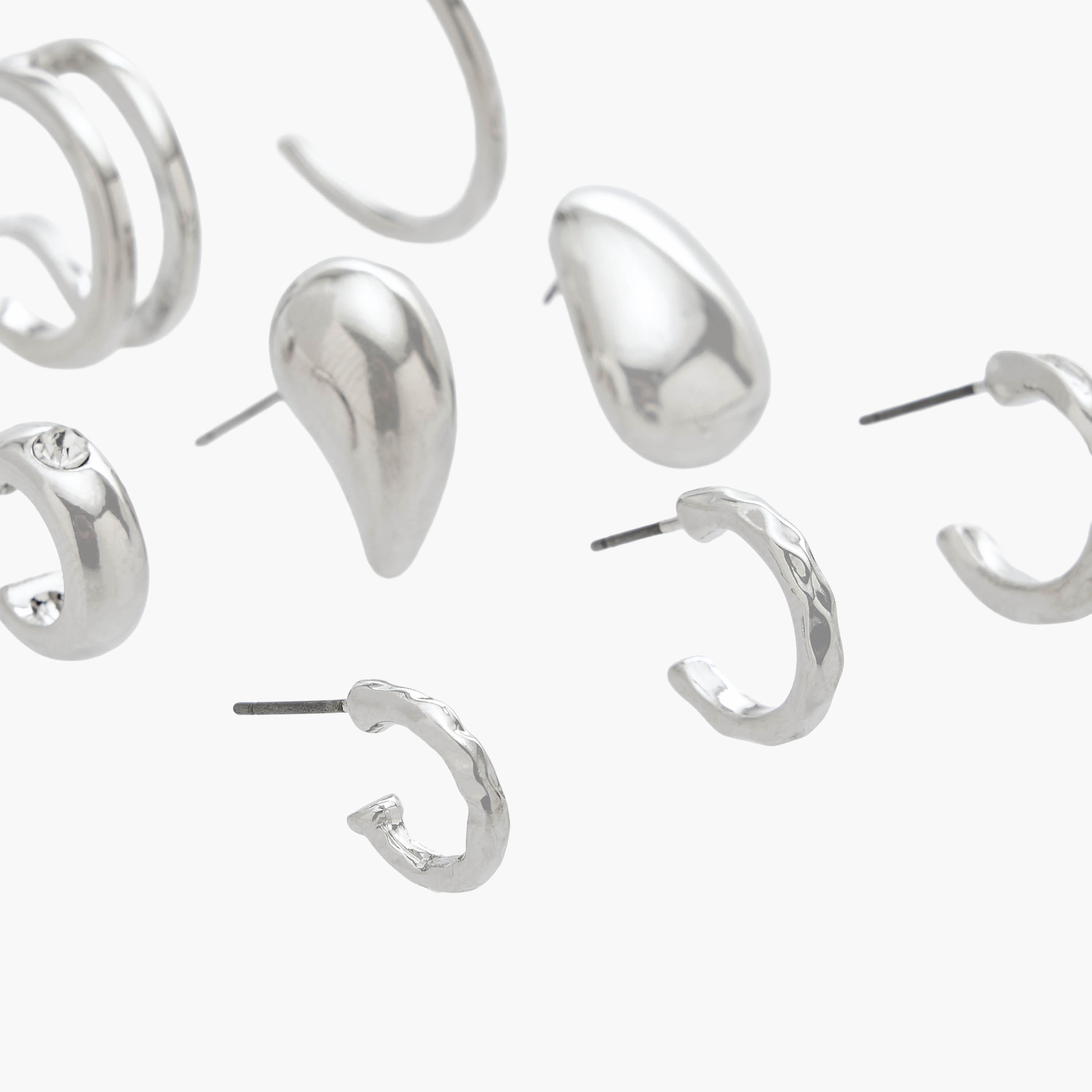 Flora Bella Pack of 9 Metallic Earrings with Pushback Closure-women-watchesandjewellery-jewellery-earrings-image-3