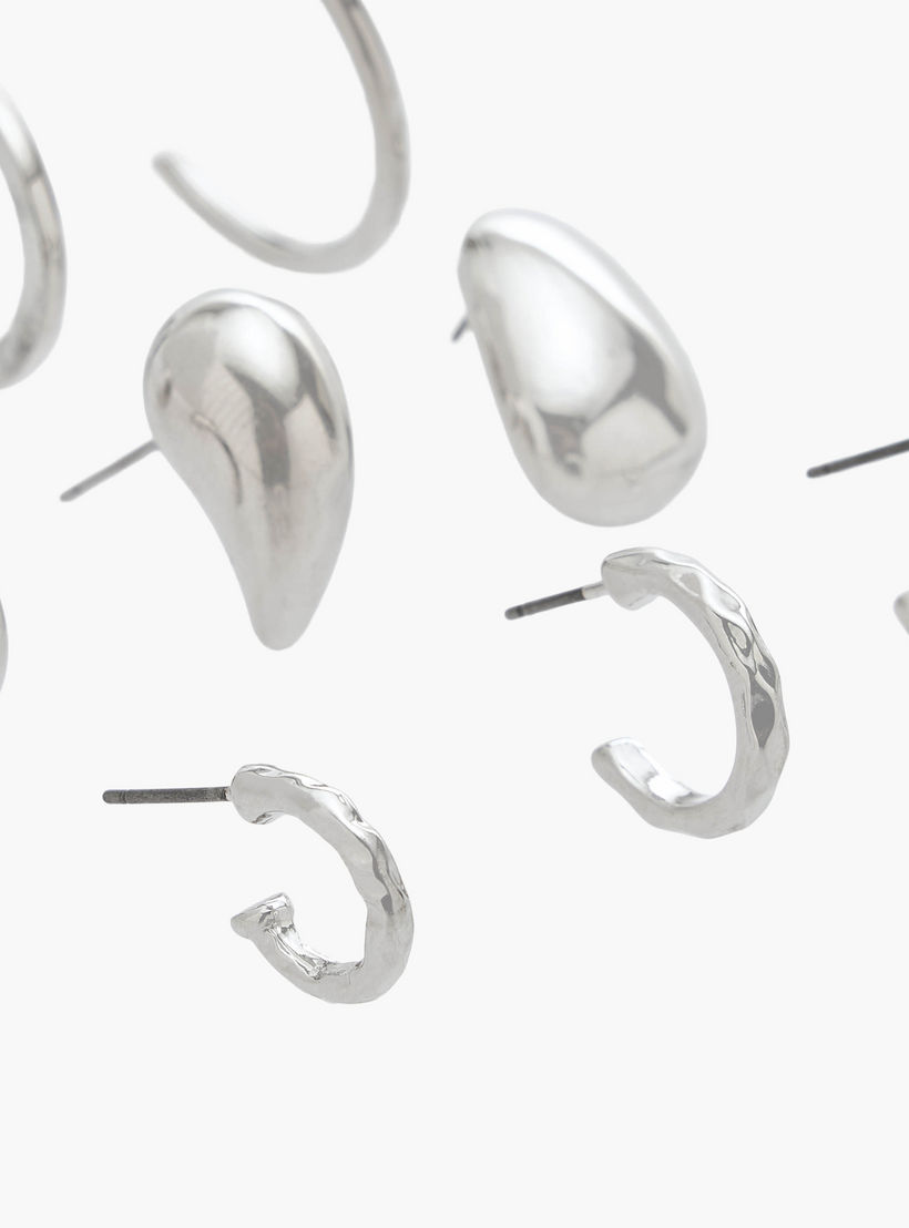 Flora Bella Pack of 9 Metallic Earrings with Pushback Closure-women-watchesandjewellery-jewellery-earrings-image-3