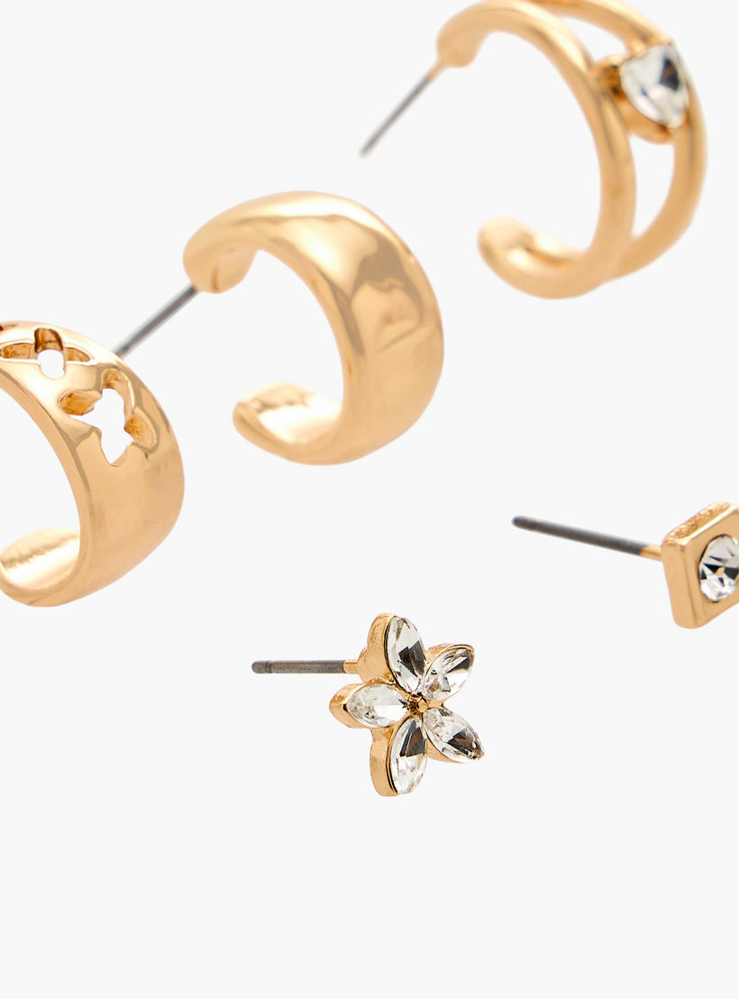Flora Bella Pack of 6 Metallic Earrings with Pushback Closure-women-watchesandjewellery-jewellery-earrings-image-3