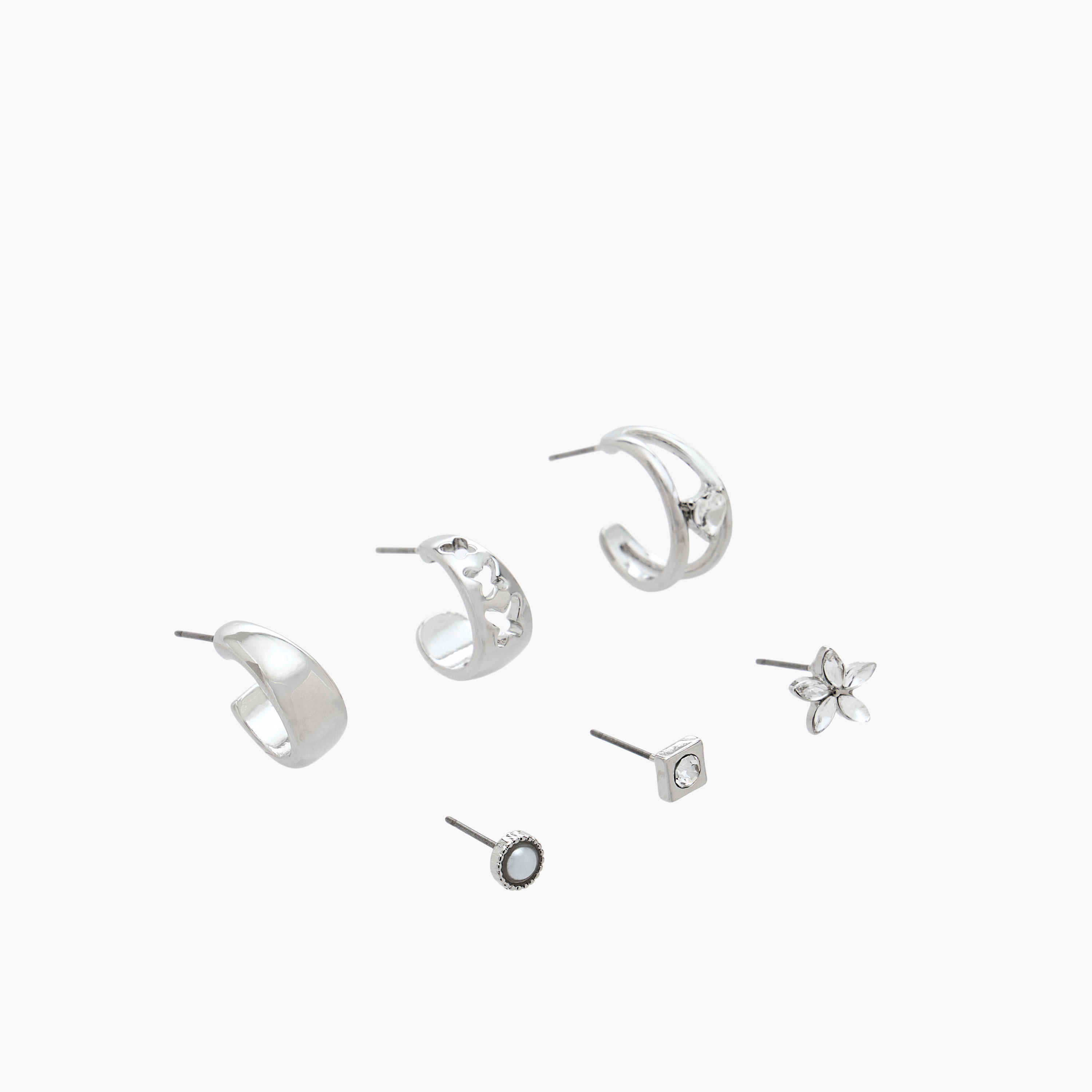 Flora Bella Pack of 6 Metallic Earrings with Pushback Closure-women-watchesandjewellery-jewellery-earrings-image-2