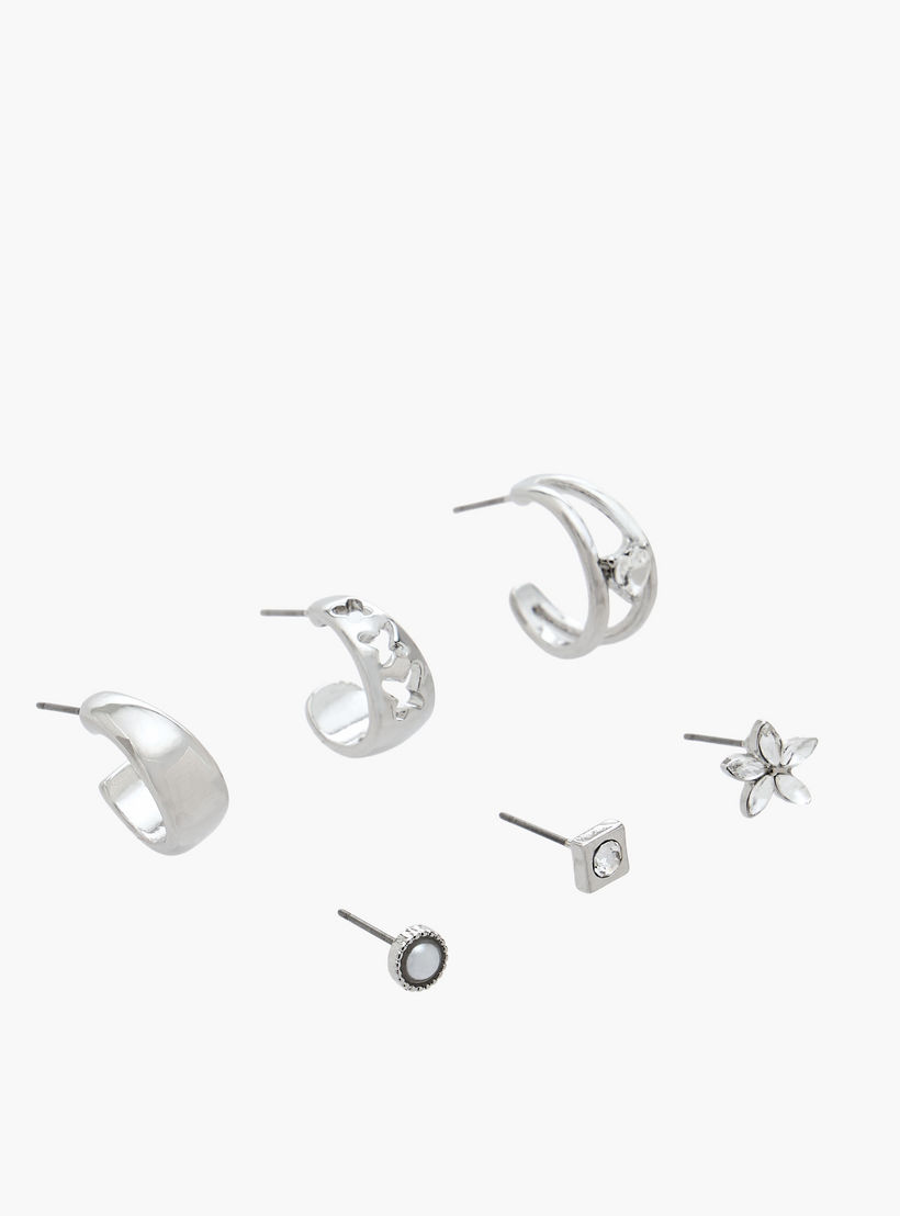 Flora Bella Pack of 6 Metallic Earrings with Pushback Closure-women-watchesandjewellery-jewellery-earrings-image-2