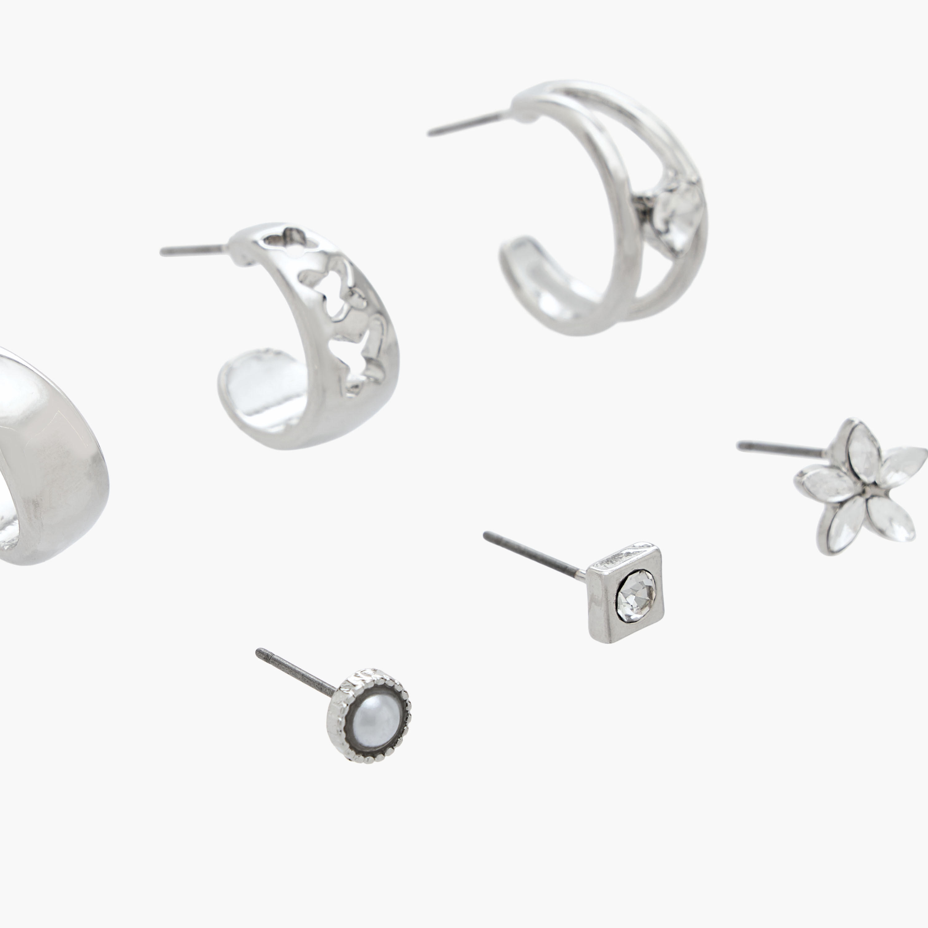 Flora Bella Pack of 6 Metallic Earrings with Pushback Closure-women-watchesandjewellery-jewellery-earrings-image-3