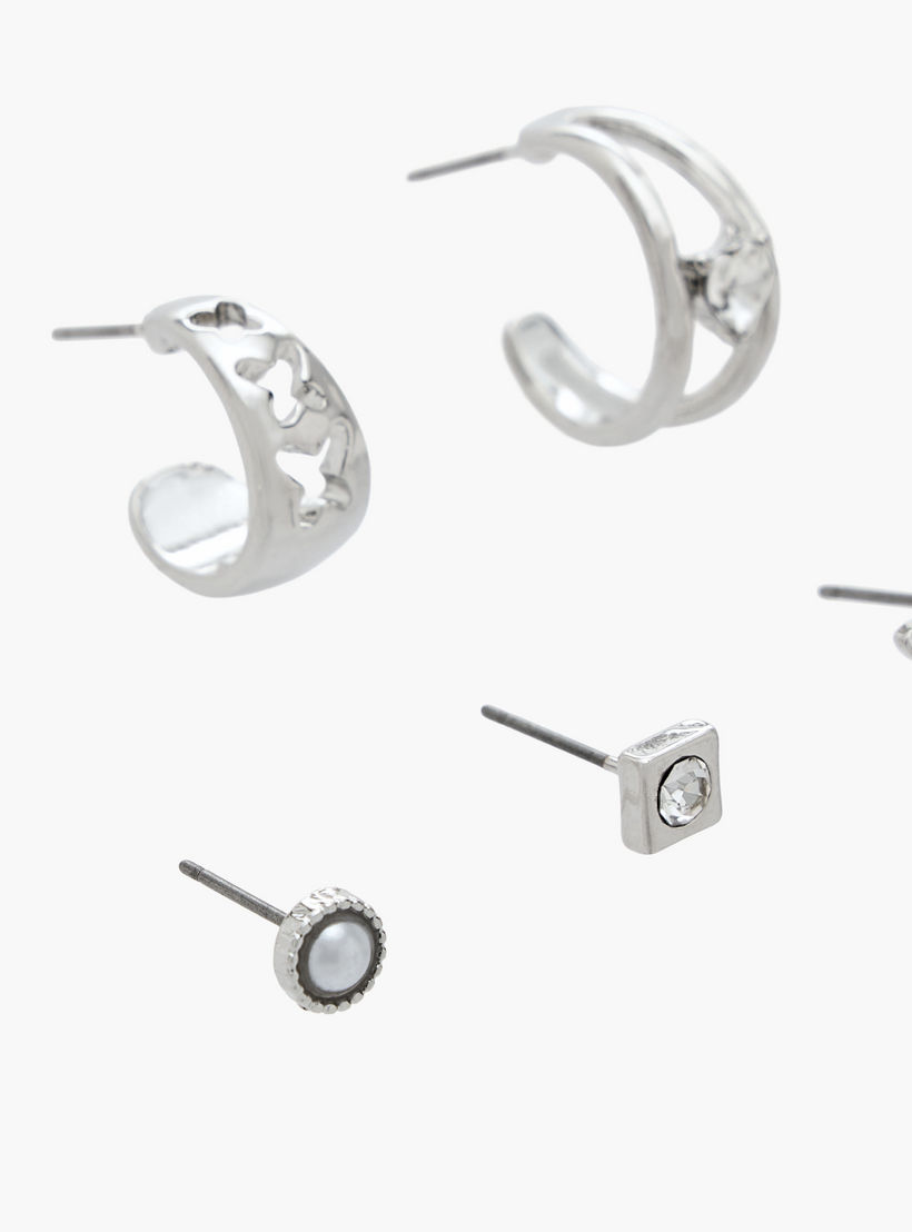 Flora Bella Pack of 6 Metallic Earrings with Pushback Closure-women-watchesandjewellery-jewellery-earrings-image-3