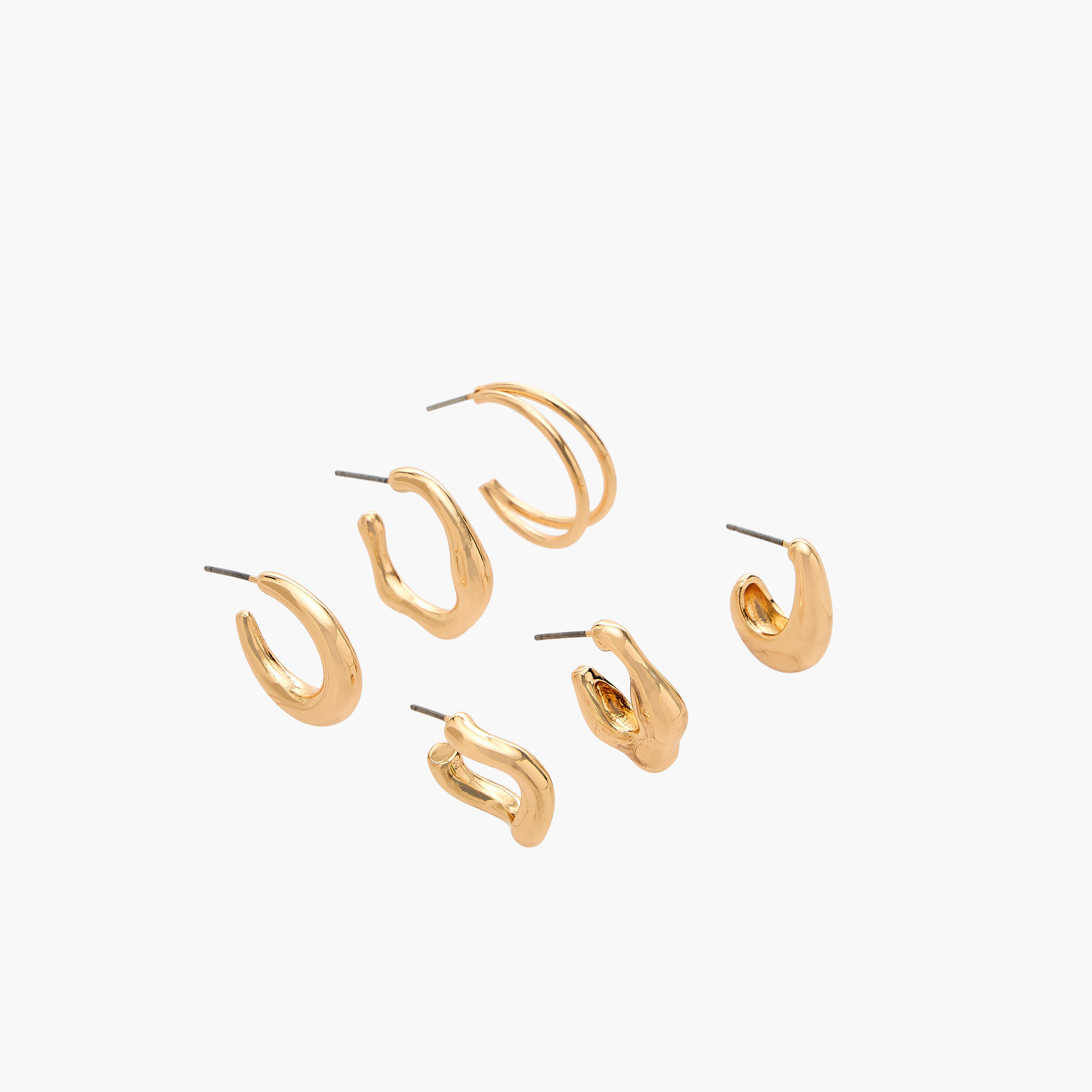 Flora Bella Pack of 6 Gold Tone Hoop Earrings with Pushback Closure-women-watchesandjewellery-jewellery-earrings-image-2
