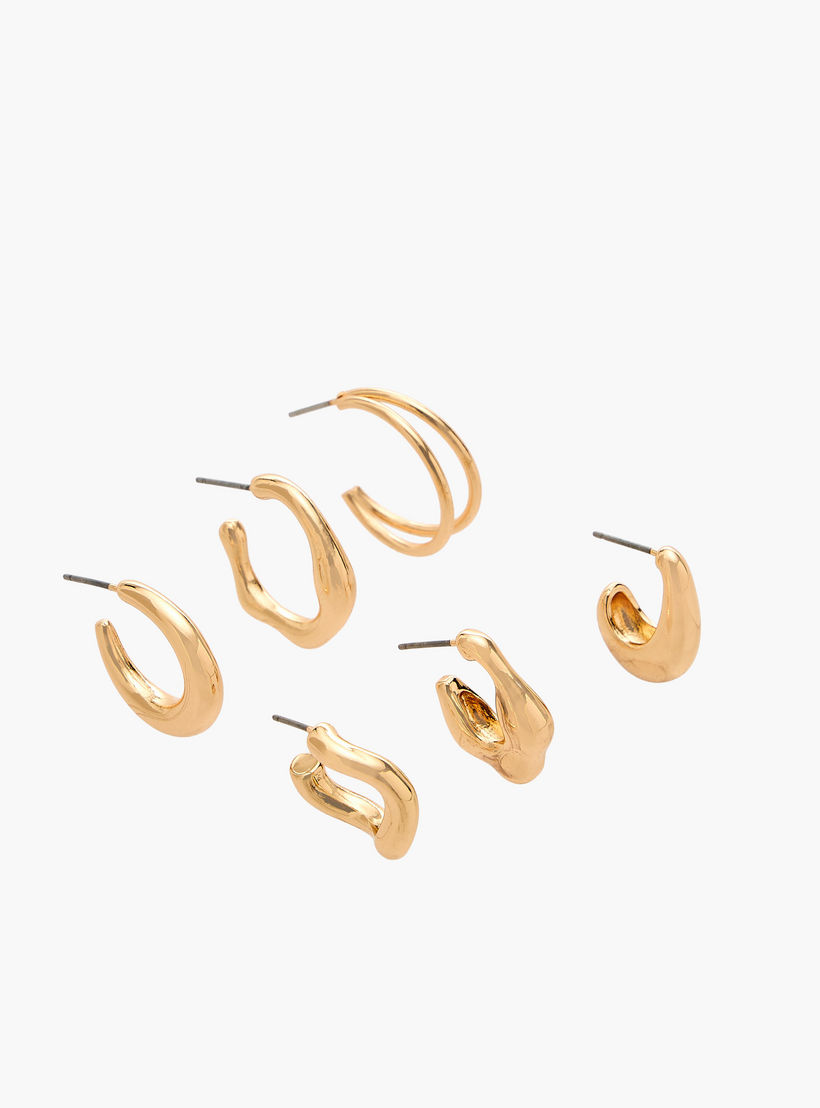 Flora Bella Pack of 6 Gold Tone Hoop Earrings with Pushback Closure-women-watchesandjewellery-jewellery-earrings-image-2