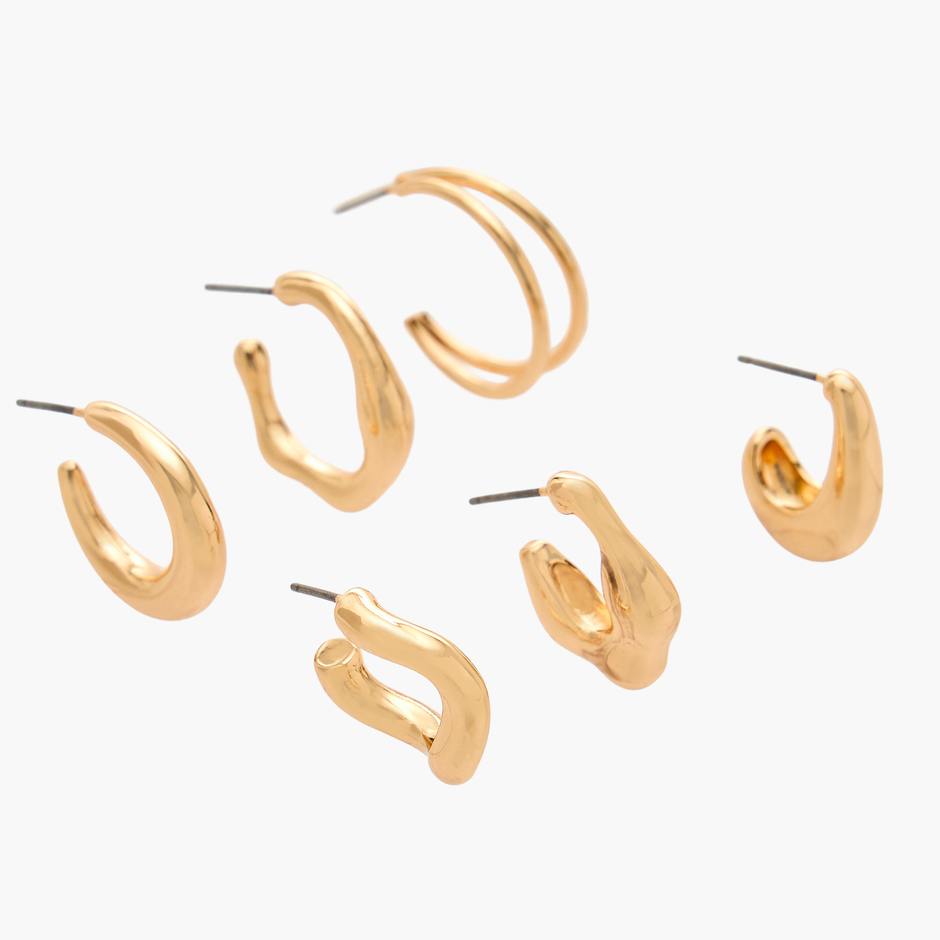 Flora Bella Pack of 6 Gold Tone Hoop Earrings with Pushback Closure-women-watchesandjewellery-jewellery-earrings-image-3