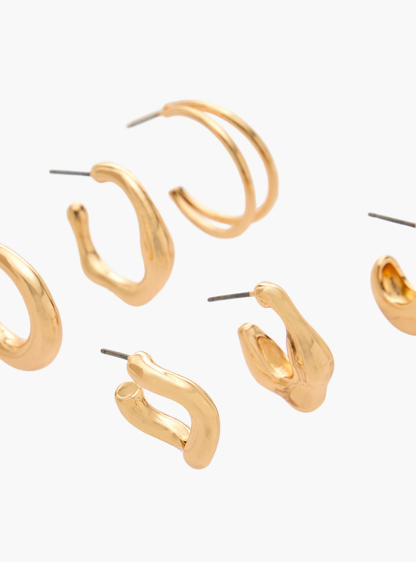 Flora Bella Pack of 6 Gold Tone Hoop Earrings with Pushback Closure-women-watchesandjewellery-jewellery-earrings-image-3