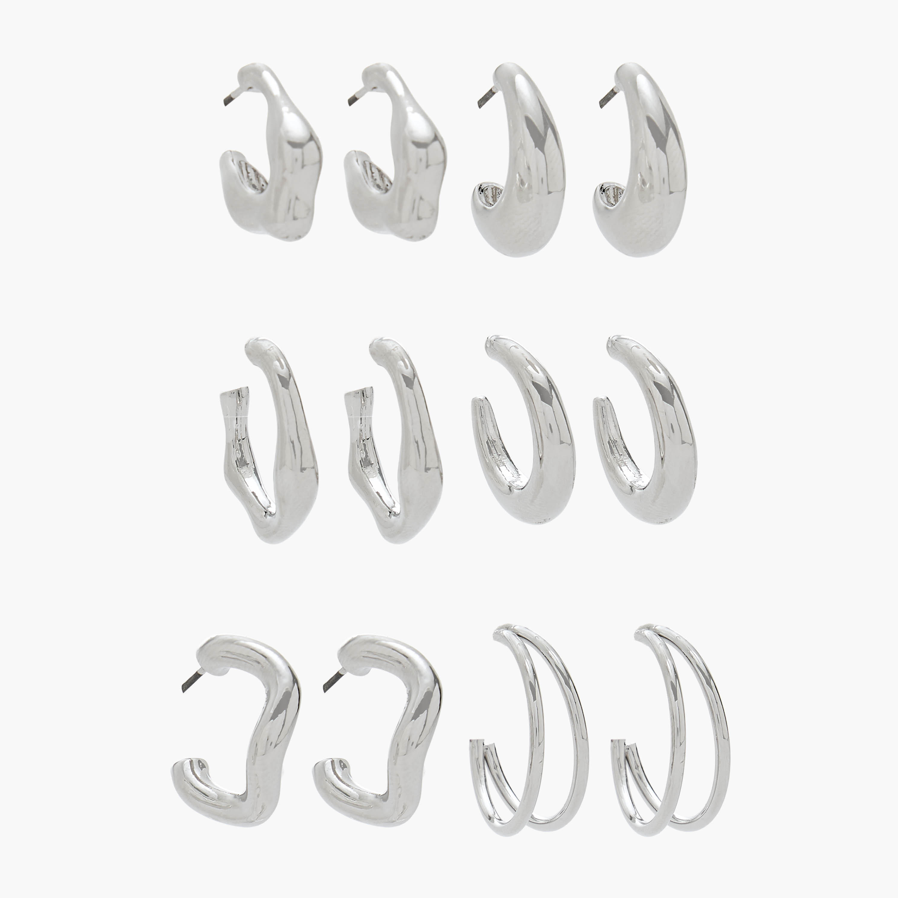 Flora Bella Pack of 6 Gold Tone Hoop Earrings with Pushback Closure-women-watchesandjewellery-jewellery-earrings-image-1