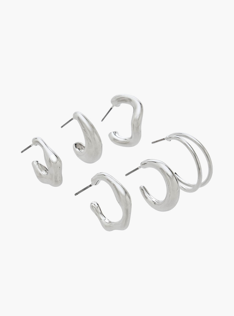Flora Bella Pack of 6 Gold Tone Hoop Earrings with Pushback Closure-women-watchesandjewellery-jewellery-earrings-image-2
