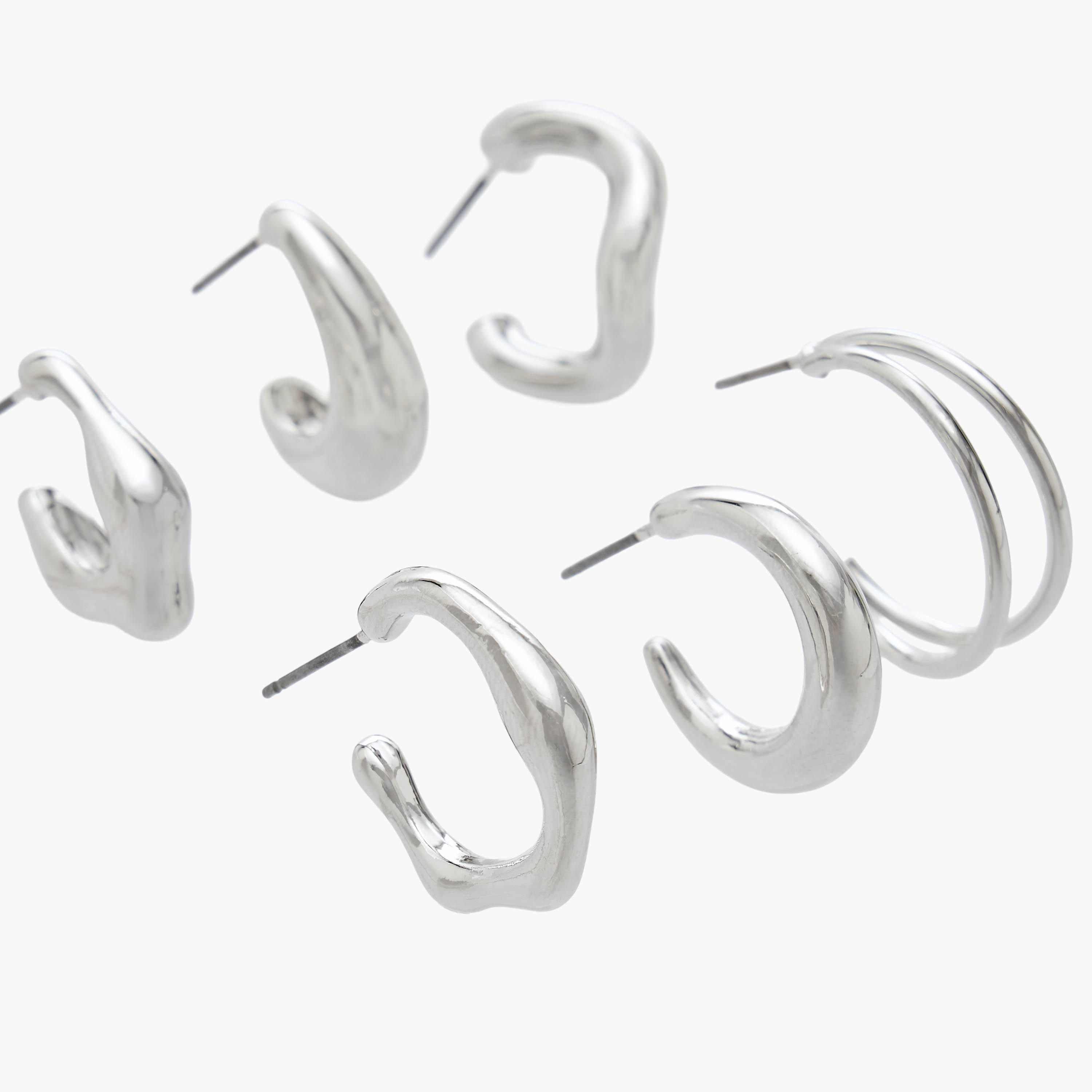 Flora Bella Pack of 6 Gold Tone Hoop Earrings with Pushback Closure-women-watchesandjewellery-jewellery-earrings-image-3