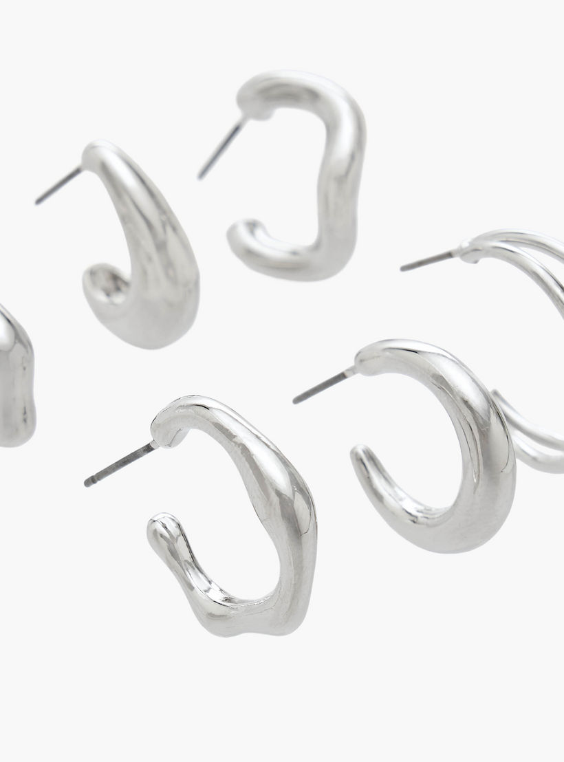 Flora Bella Pack of 6 Gold Tone Hoop Earrings with Pushback Closure-women-watchesandjewellery-jewellery-earrings-image-3