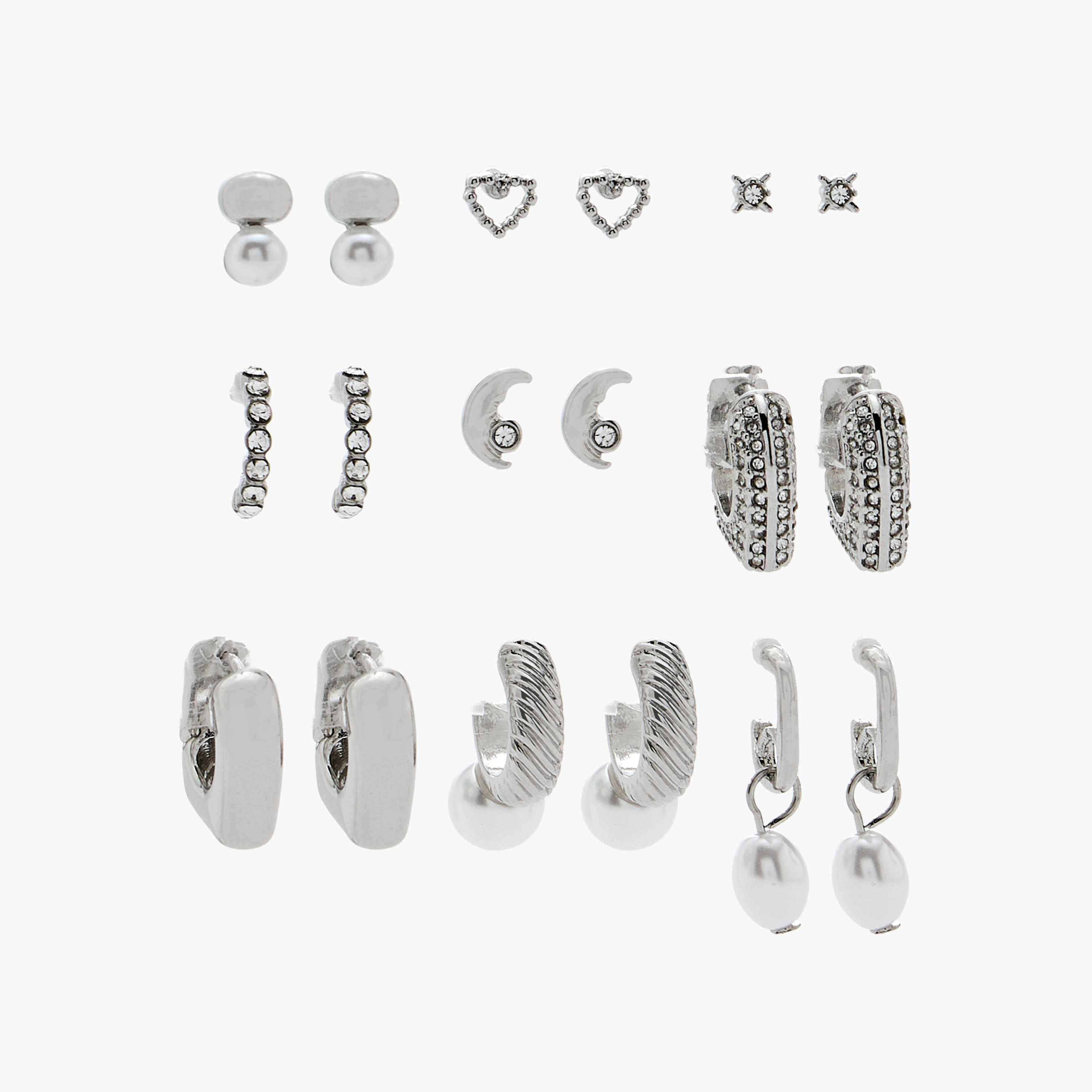 Flora Bella Pack of 9 Gold Tone Assorted Earrings-women-watchesandjewellery-jewellery-earrings-image-1
