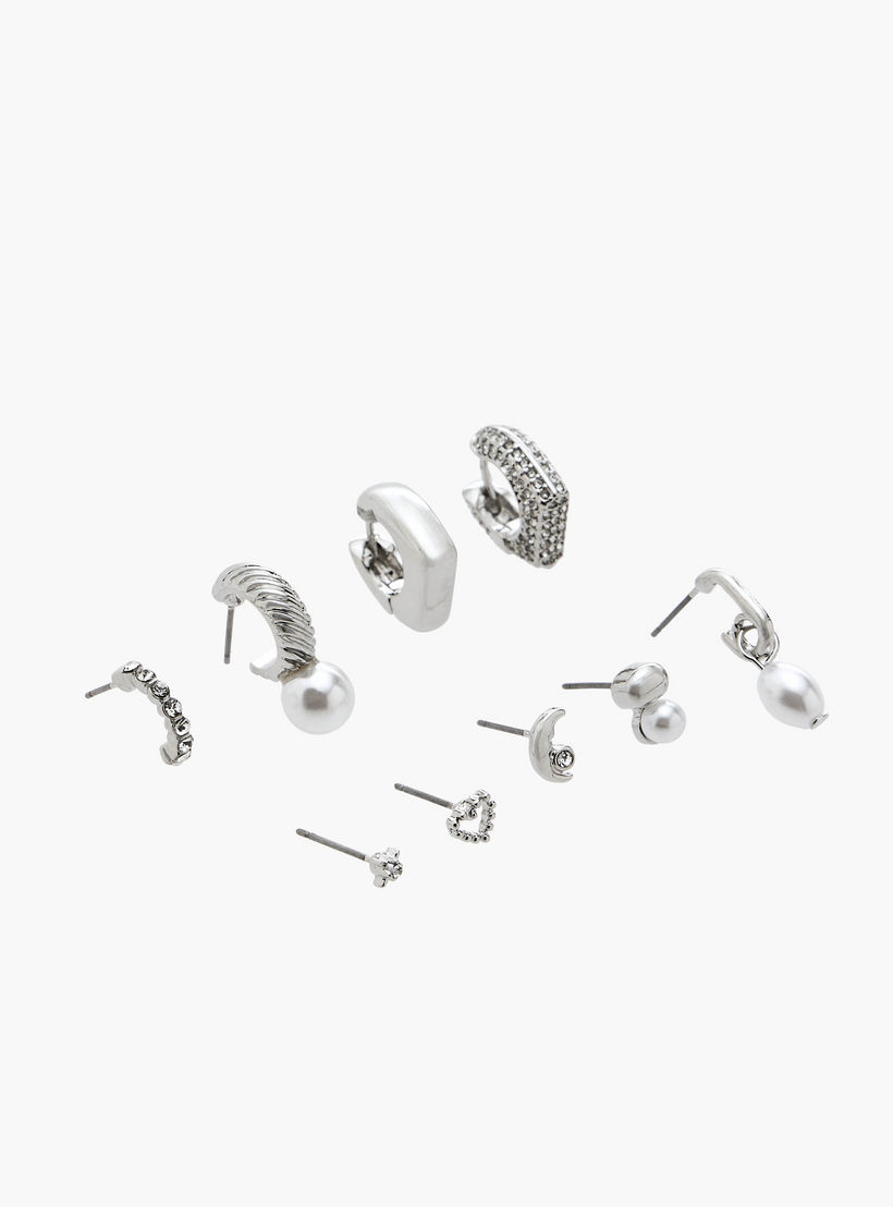 Flora Bella Pack of 9 Gold Tone Assorted Earrings-women-watchesandjewellery-jewellery-earrings-image-2