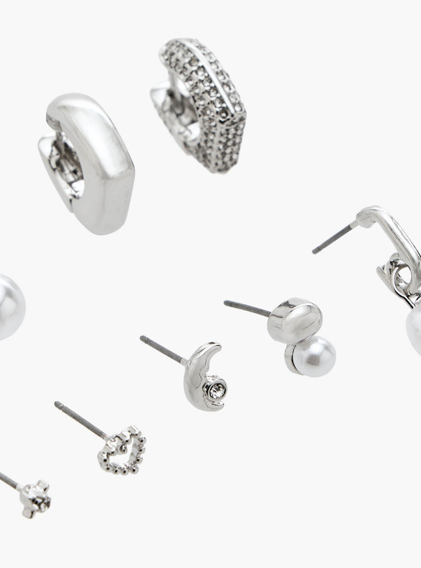 Flora Bella Pack of 9 Gold Tone Assorted Earrings-women-watchesandjewellery-jewellery-earrings-image-3