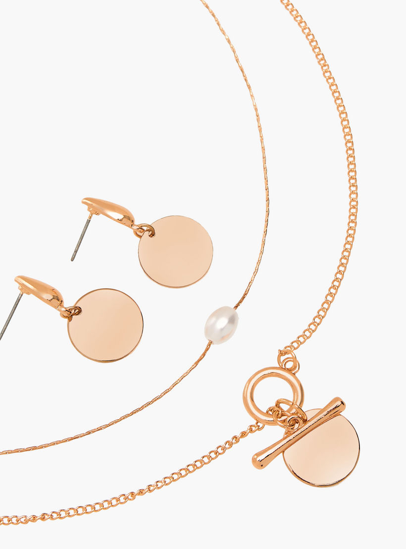 Flora Bella Set of 3 Metallic Pendant Necklace and Earrings-women-watchesandjewellery-jewellery-jewellerysets-image-6