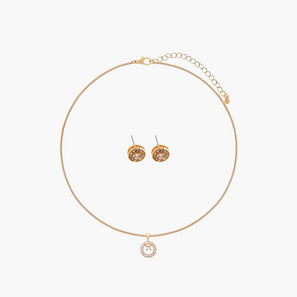 Flora Bella Set of 2 Embellished Metal Necklace and Earrings-women-image-1