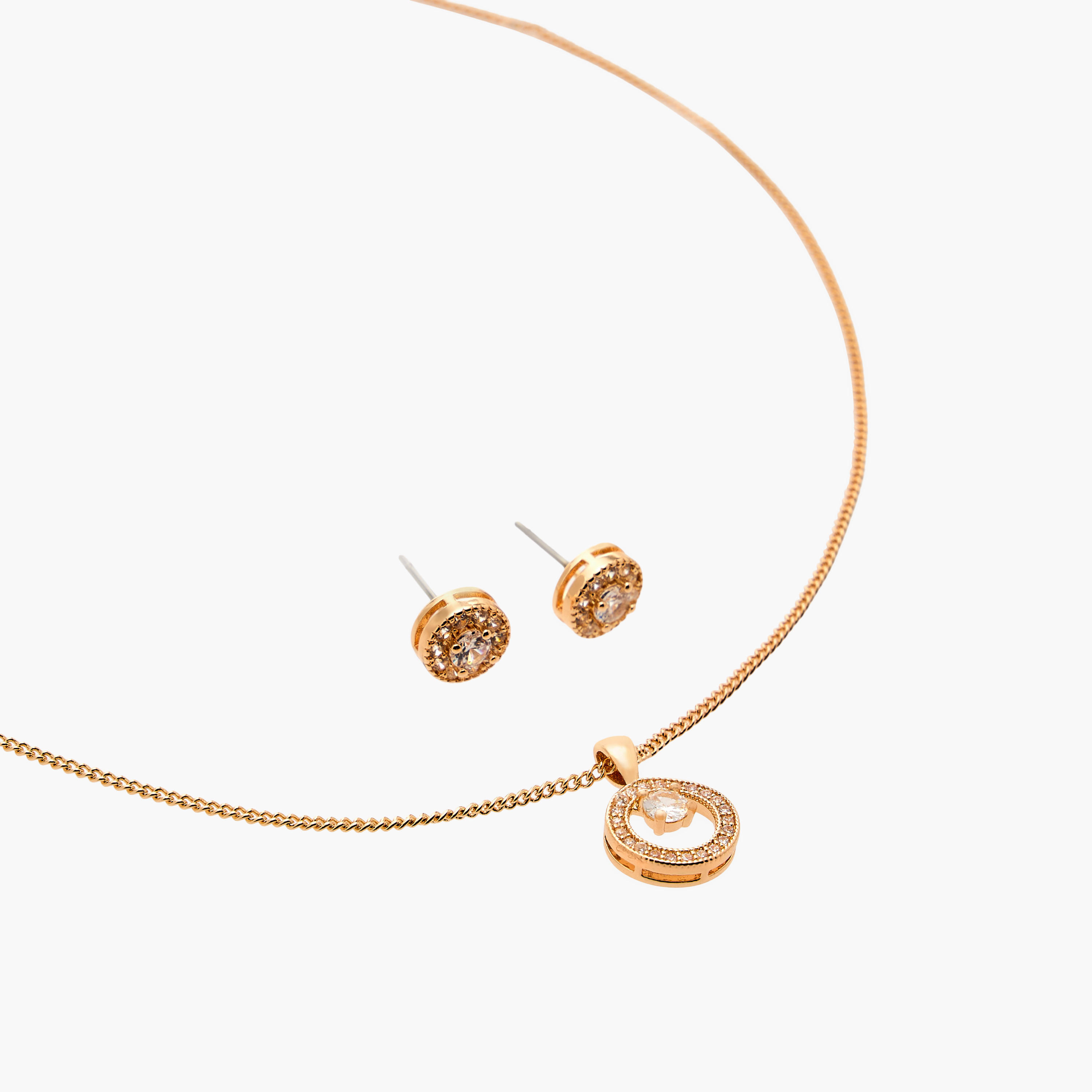 طقم عقد وحلق معدن بتزيينات قطعتين من فلورا بيلا-women-watchesandjewellery-jewellery-jewellerysets-image-4