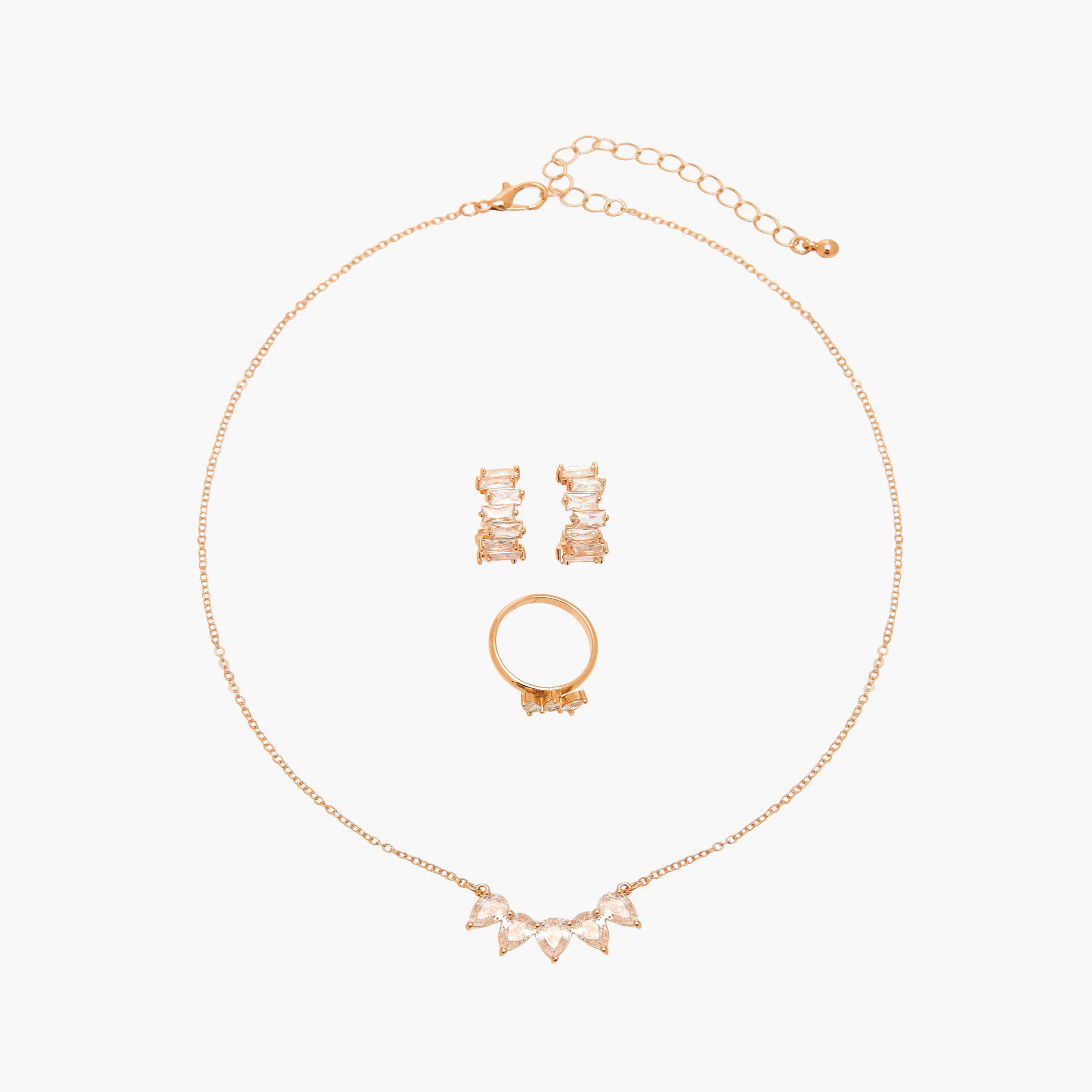 طقم مجوهرات 3 قطع ميتاليك من فلورا بيلا-women-watchesandjewellery-jewellery-jewellerysets-image-1