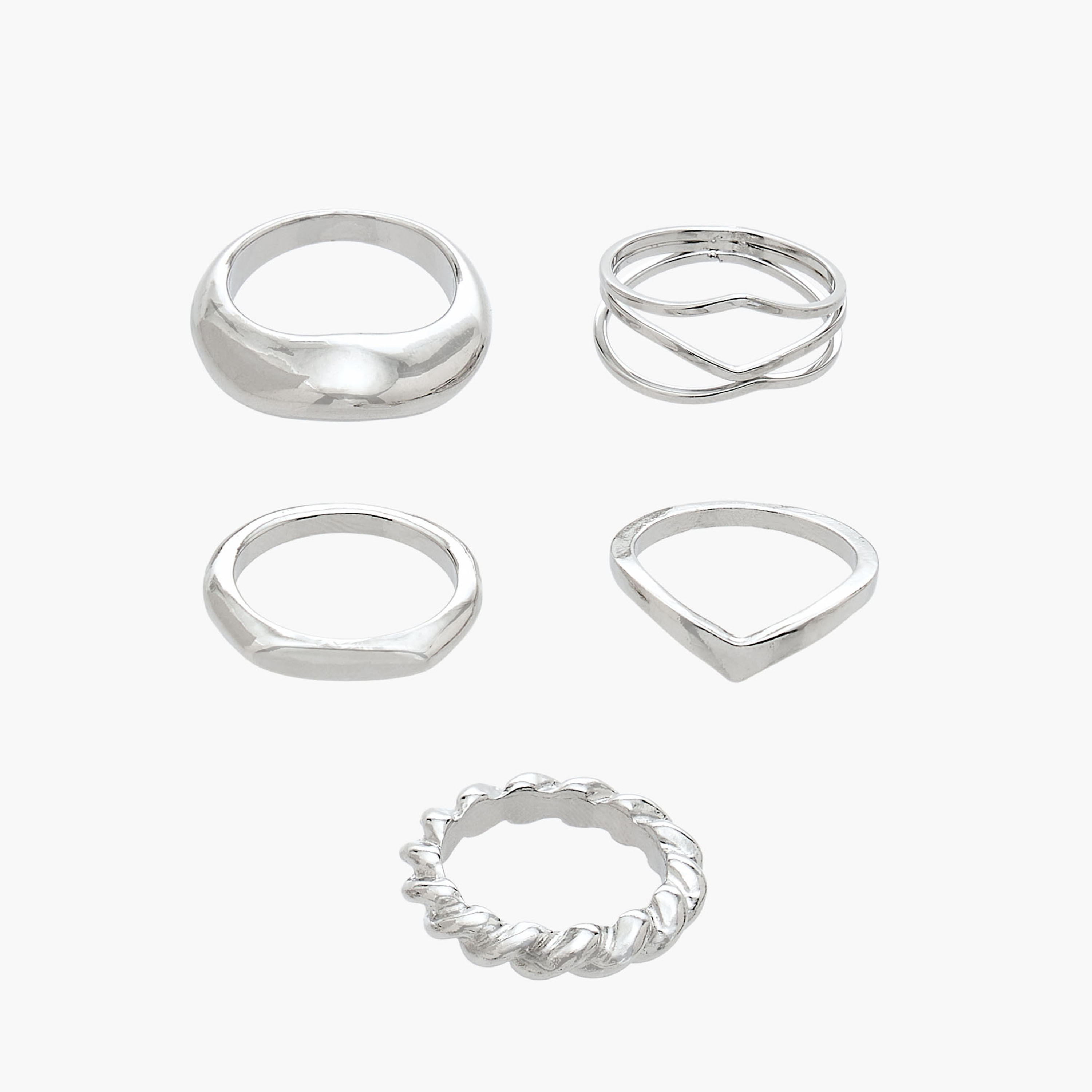 Flora Bella Gold Tone Ring with Chunky Design - Set of 5-women-watchesandjewellery-jewellery-rings-image-1