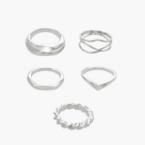 Flora Bella Gold Tone Ring with Chunky Design - Set of 5-women-image-1