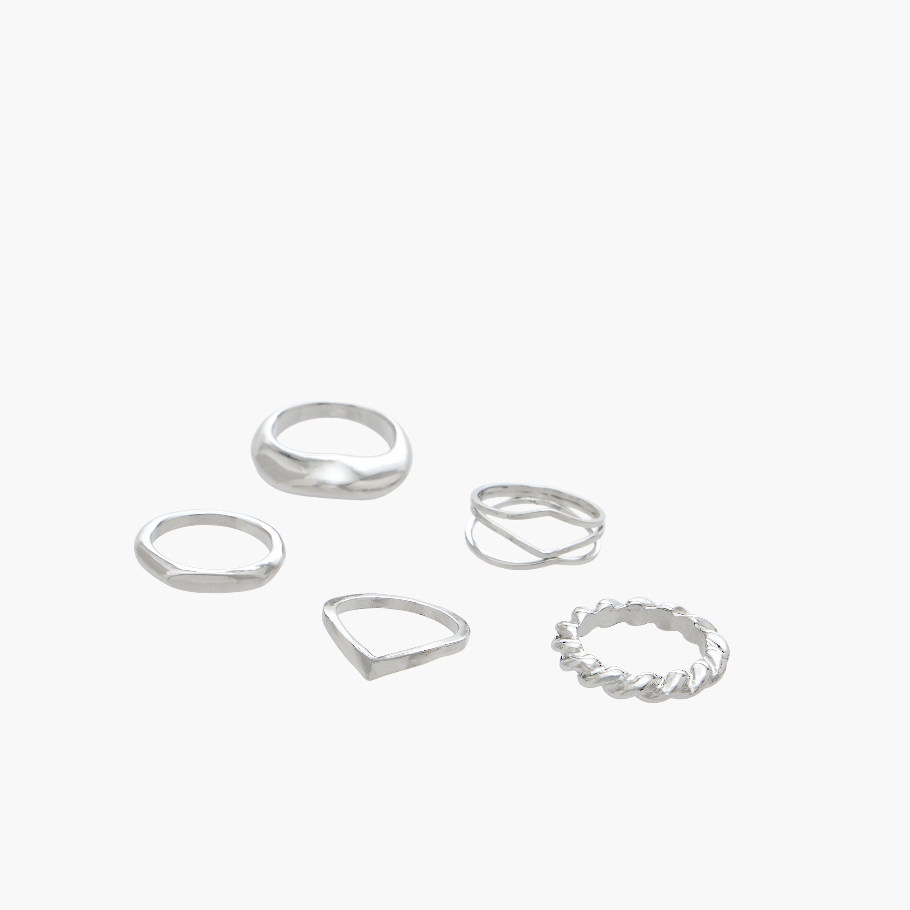 Flora Bella Gold Tone Ring with Chunky Design - Set of 5-women-watchesandjewellery-jewellery-rings-image-2