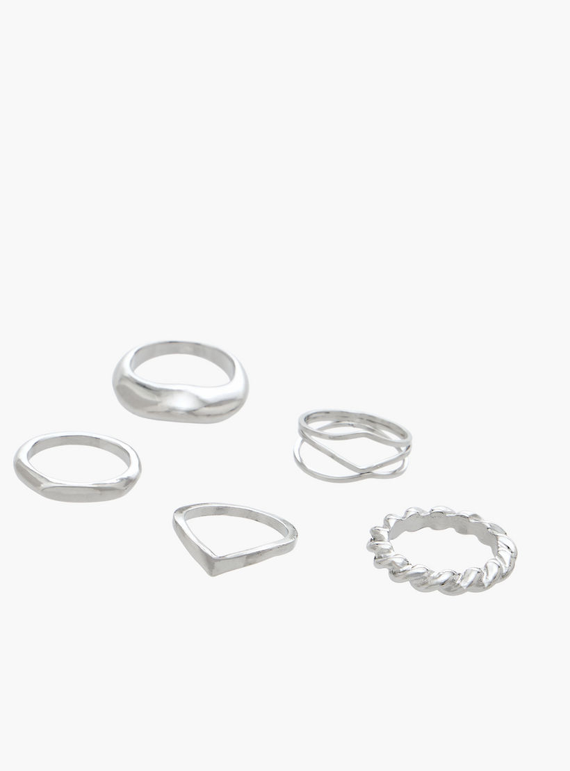 Flora Bella Gold Tone Ring with Chunky Design - Set of 5-women-watchesandjewellery-jewellery-rings-image-2