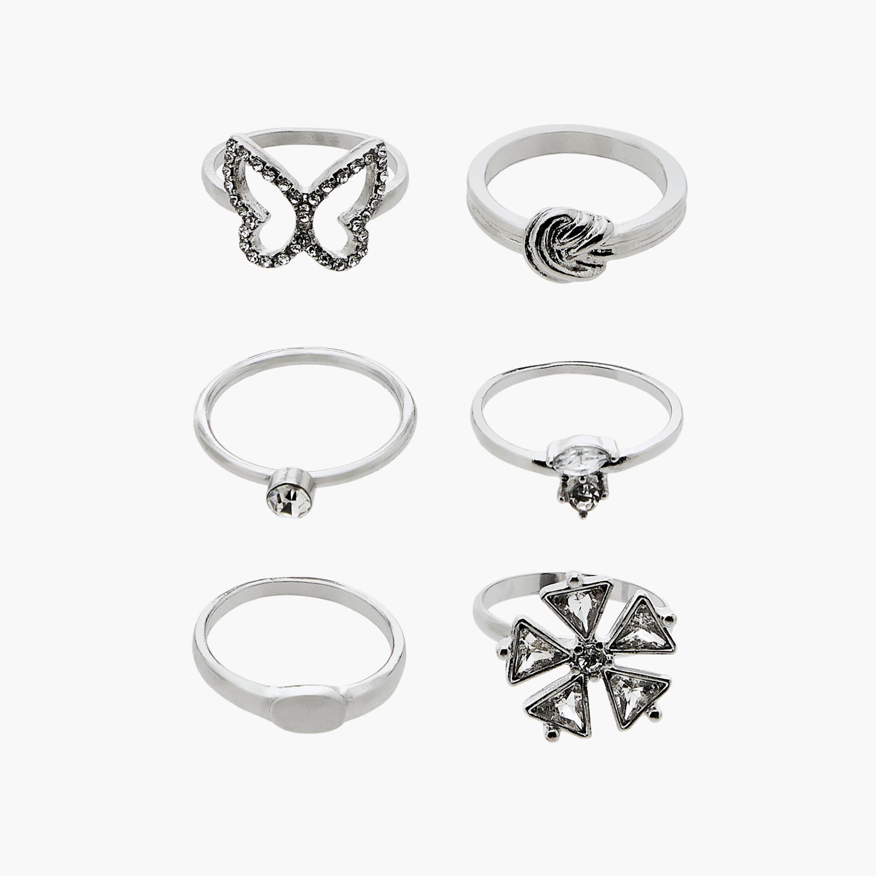 Flora Bella Assorted Metal Ring - Set of 6-women-watchesandjewellery-jewellery-rings-image-1