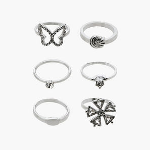 Flora Bella Assorted Metal Ring - Set of 6-women-image-1