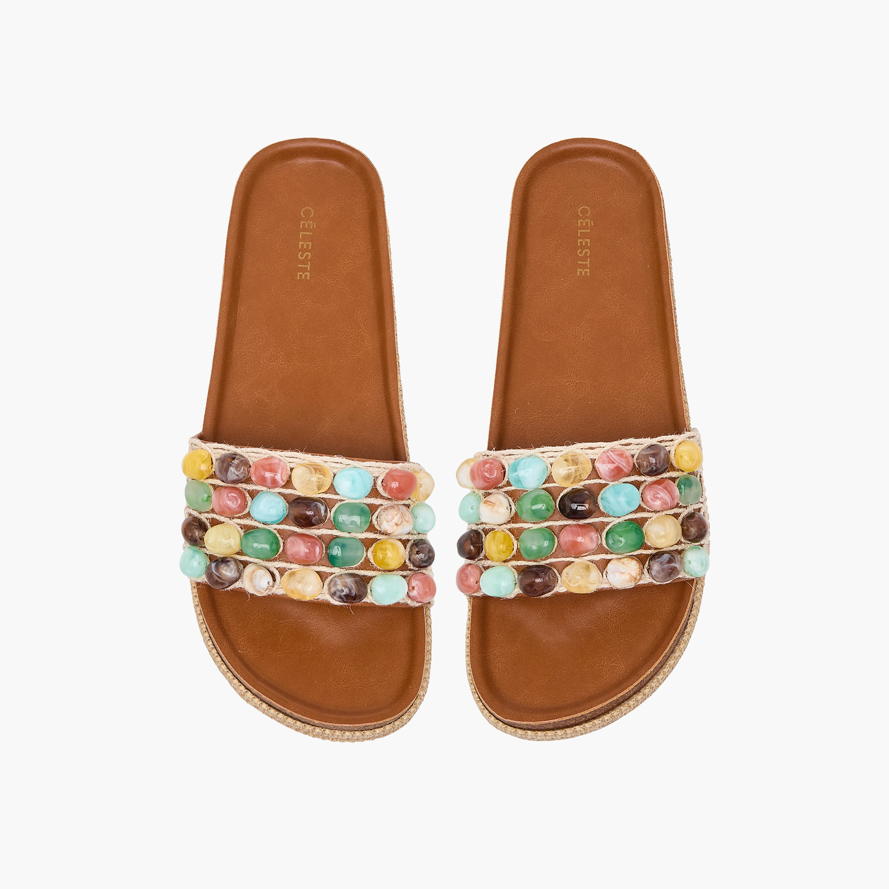 صندل إسبادريل سهل الارتداء بأحزمة مزينة بالخرز للنساء من سيليست-women-shoes-sandals-flats-image-1