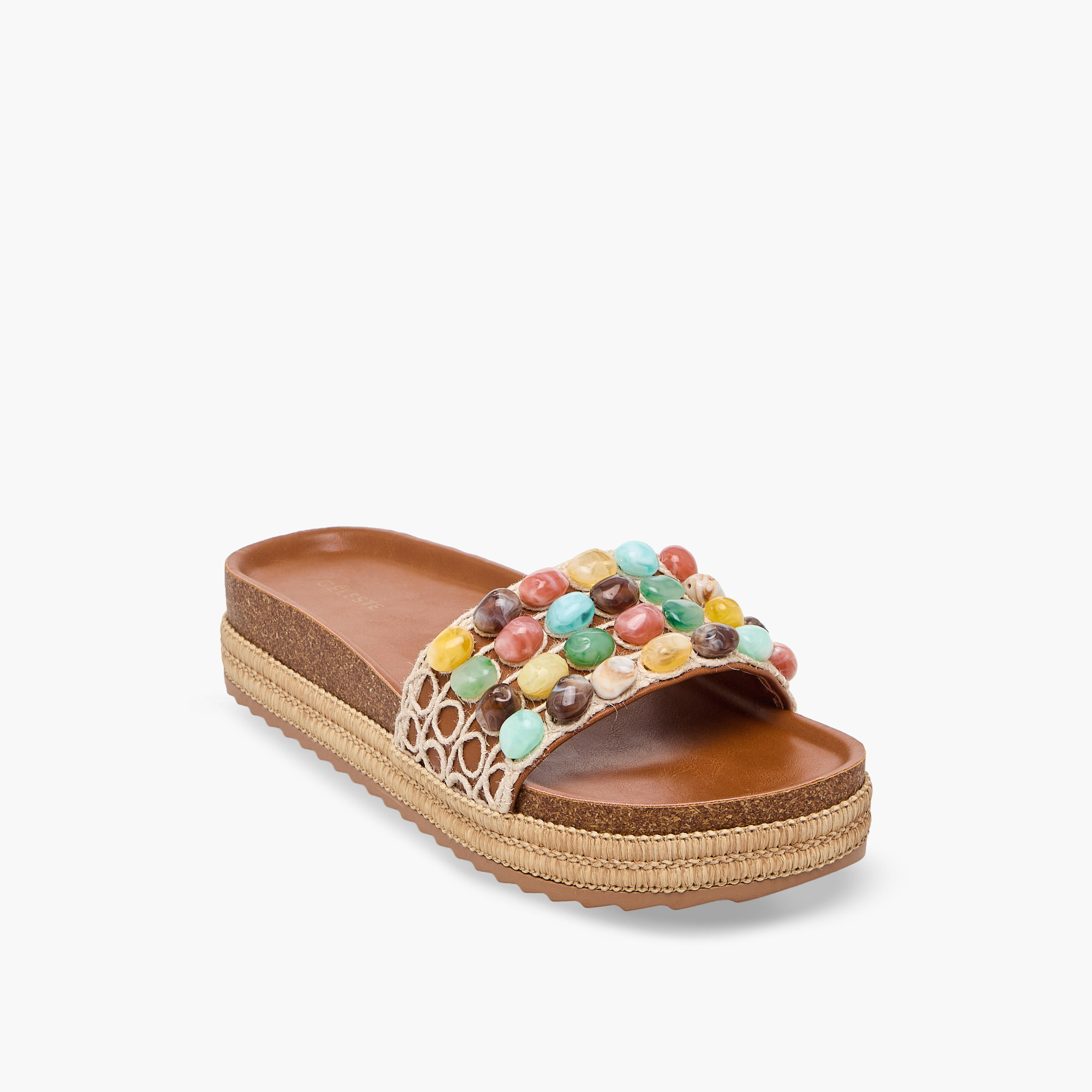 صندل إسبادريل سهل الارتداء بأحزمة مزينة بالخرز للنساء من سيليست-women-shoes-sandals-flats-image-2