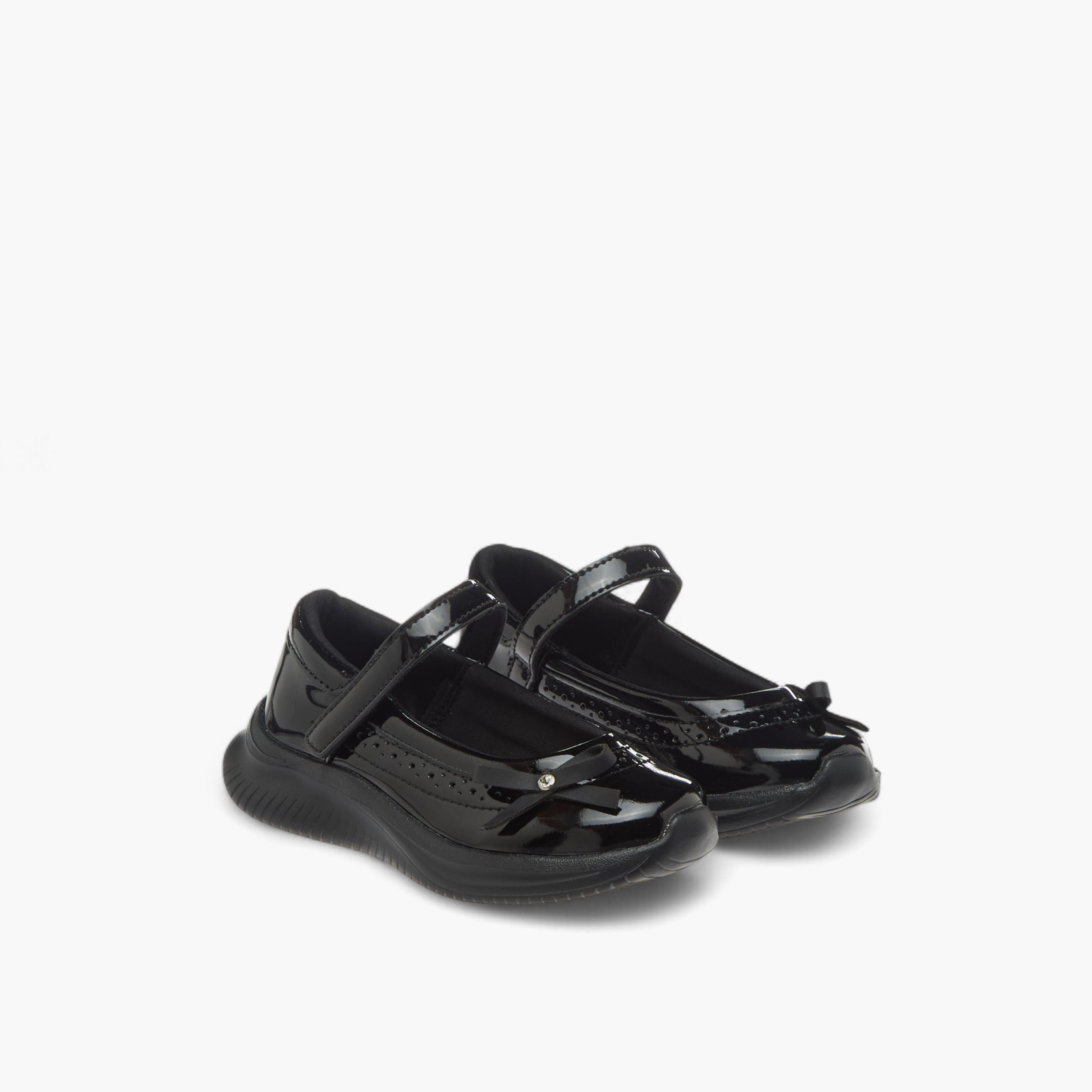 Dash Bow Accent School Shoes with Hook and Loop Closure-girls-shoes-maryjanes-image-1