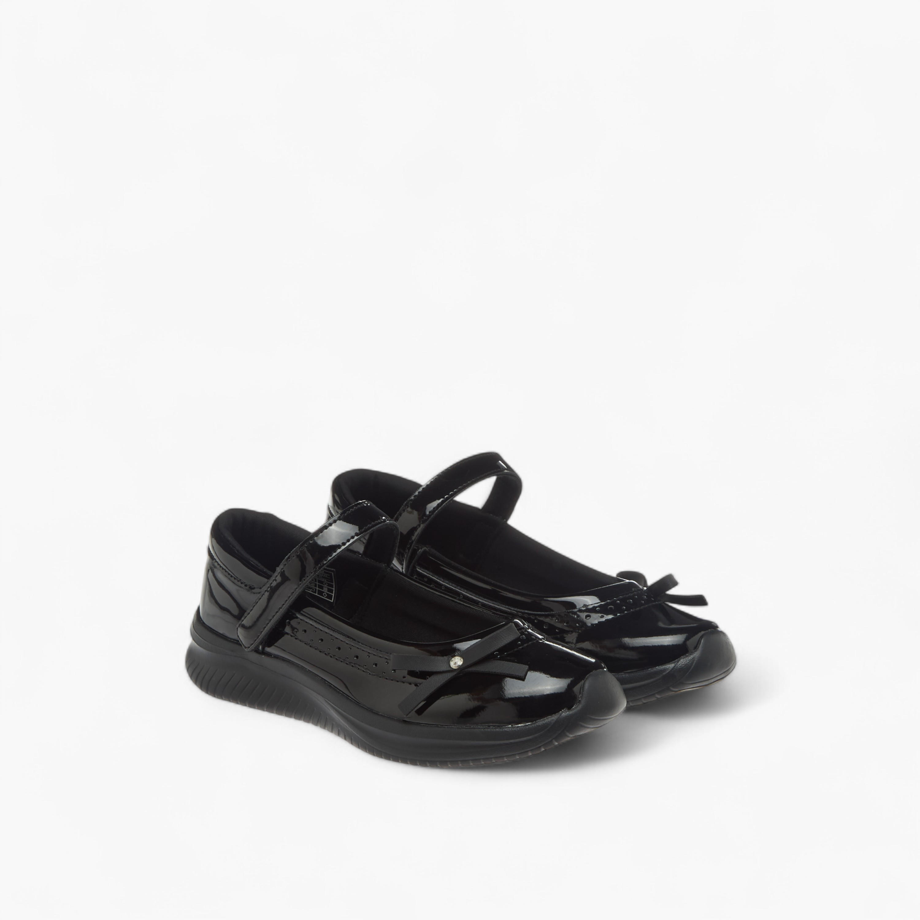 Dash Bow Accent School Shoes with Hook and Loop Closure-girls-shoes-maryjanes-image-1