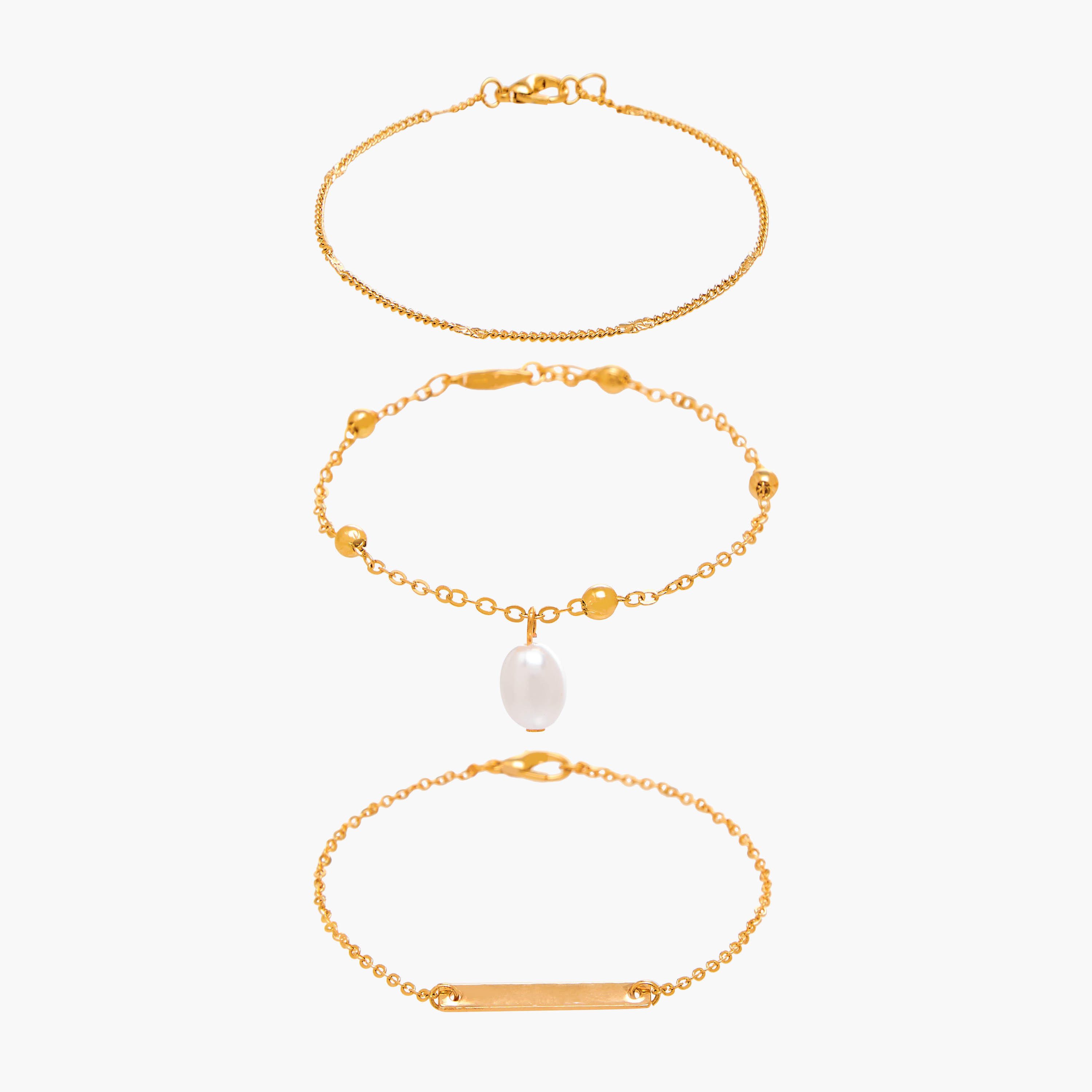 Flora Bella Pack of 3 Metallic Chain Style Bracelet-women-watchesandjewellery-jewellery-banglesandbracelets-image-1