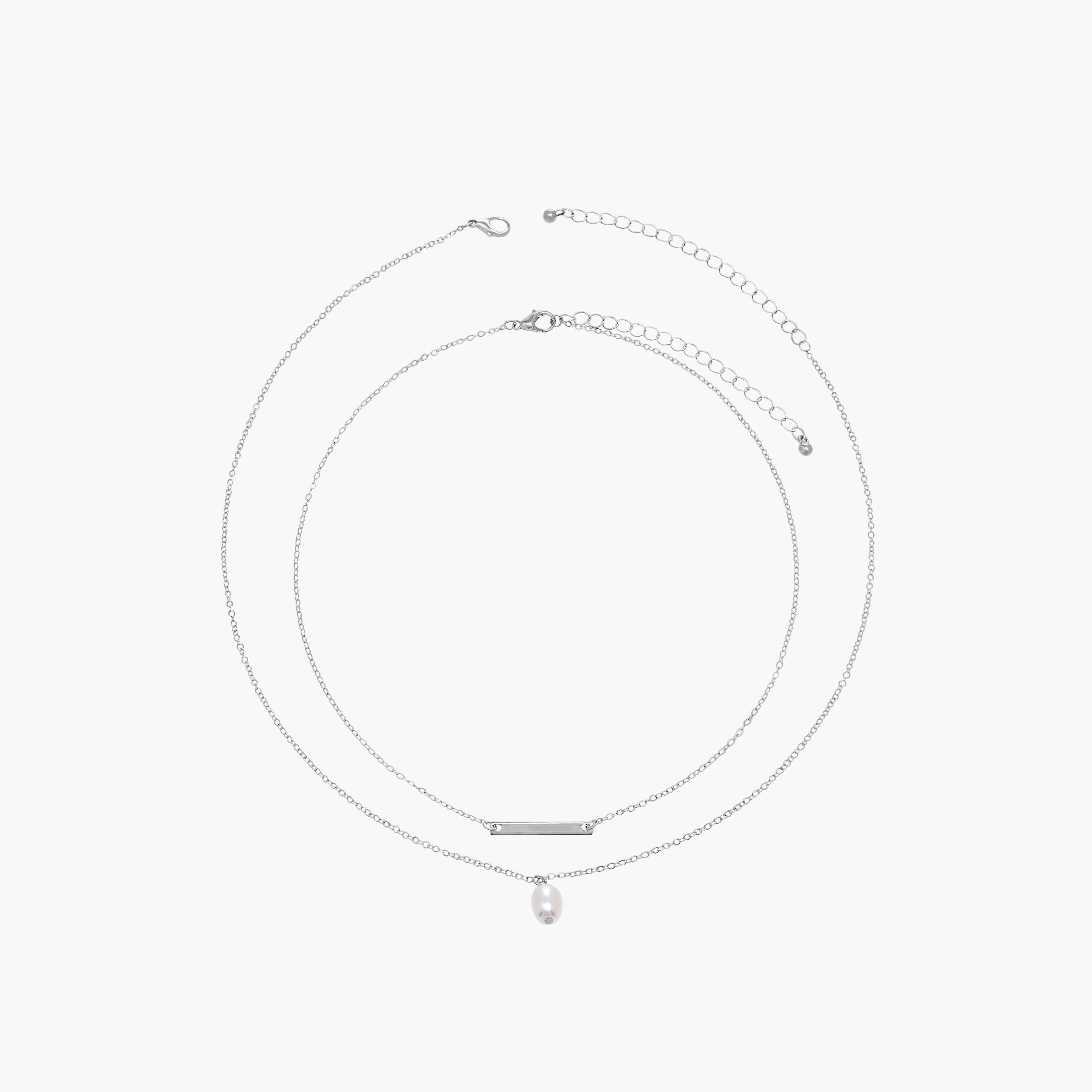 Set of 2 - Flora Bella Silver Tone Necklace with Assorted Design-women-watchesandjewellery-jewellery-necklacesandpendants-image-1