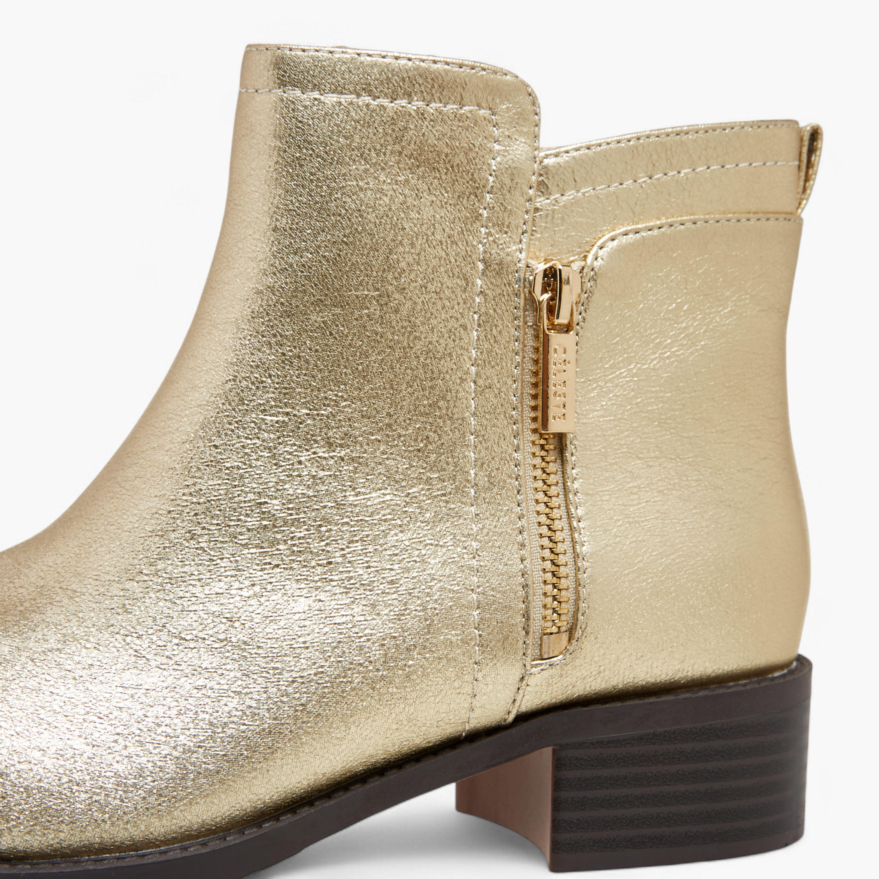 Celeste Women's Metallic Ankle Boots with Zip Closure-women-shoes-boots-image-4