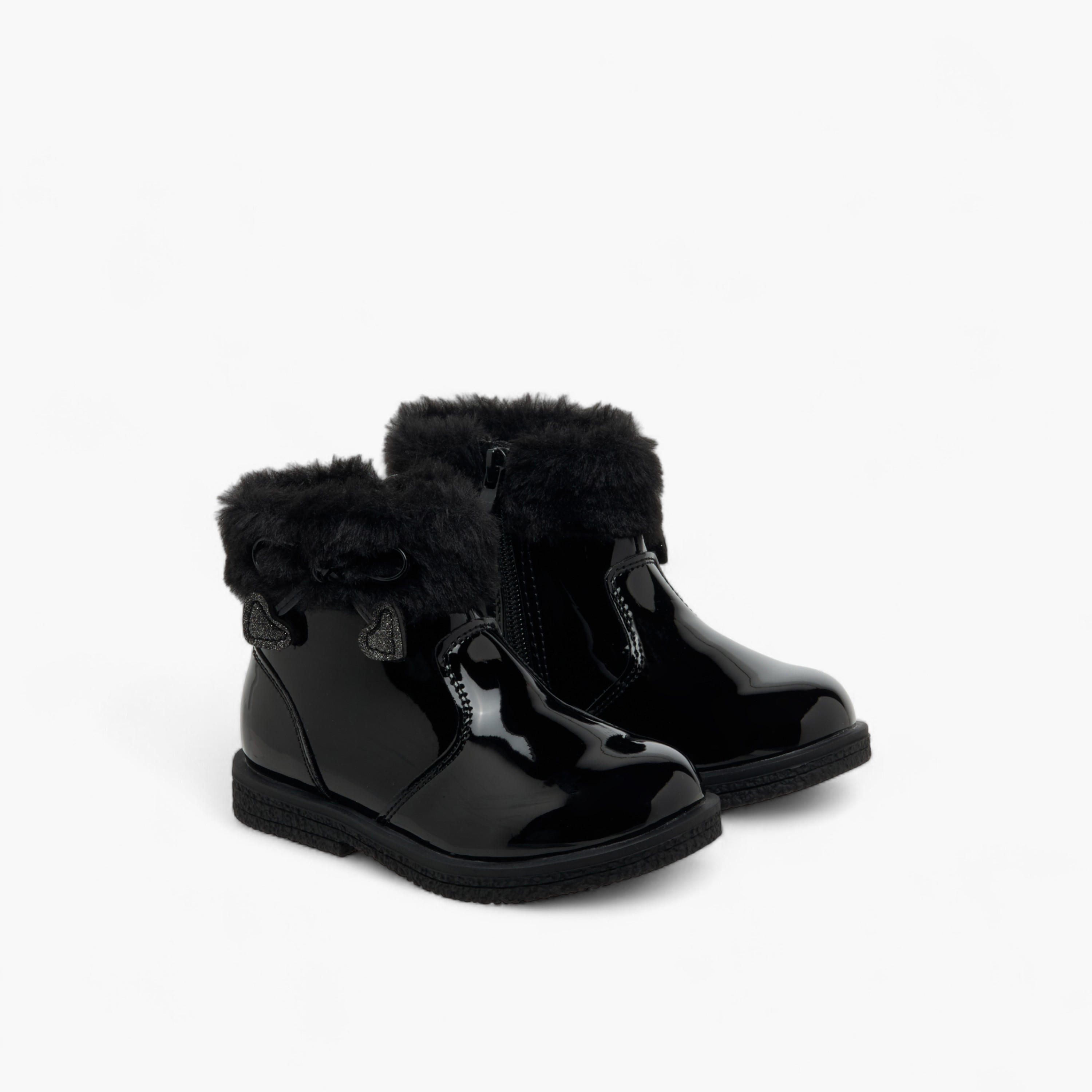 بوت طول الكاحل بزينة فرو للبنات من فلورا بيلا-girls-shoes-boots-image-1